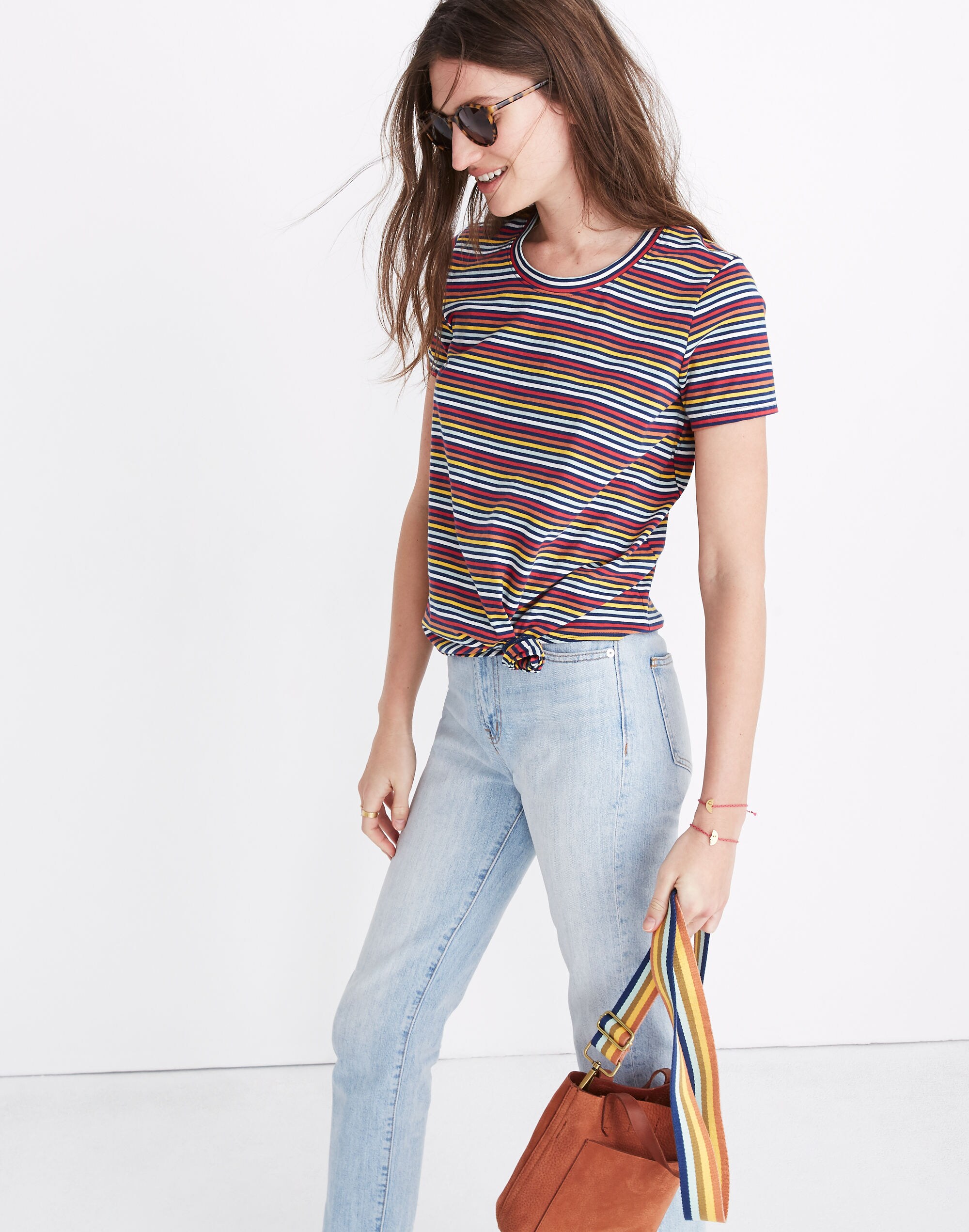 Knot-Front Tee Rainbow Stripe | Madewell