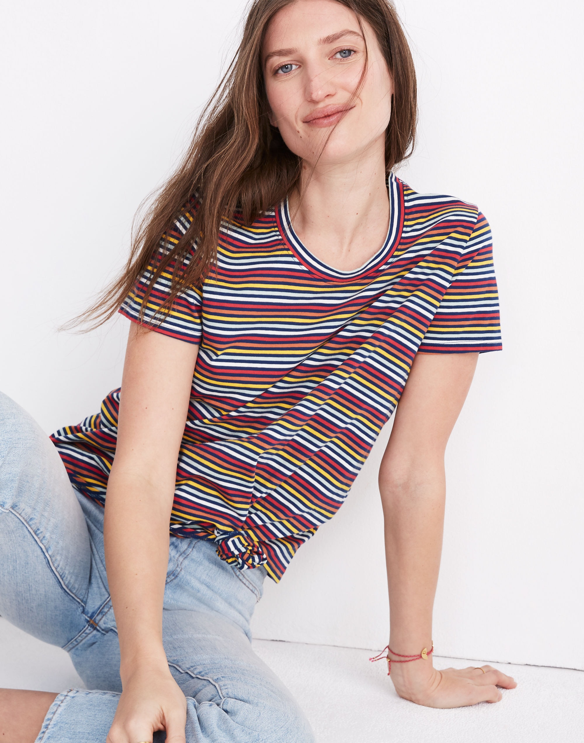 Knot-Front Tee Rainbow Stripe | Madewell