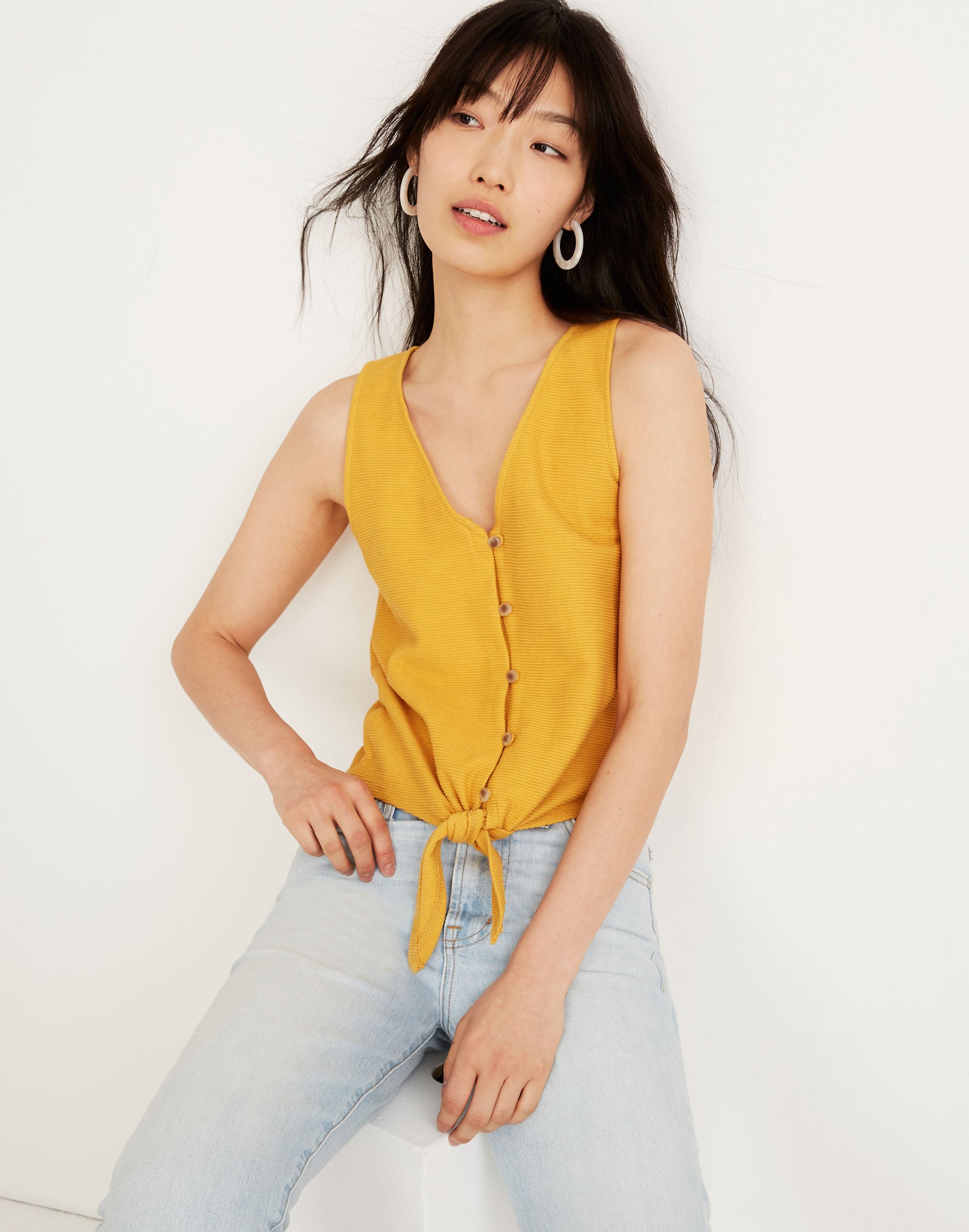 Texture & Thread Button-Front Tie Tank Top | Madewell