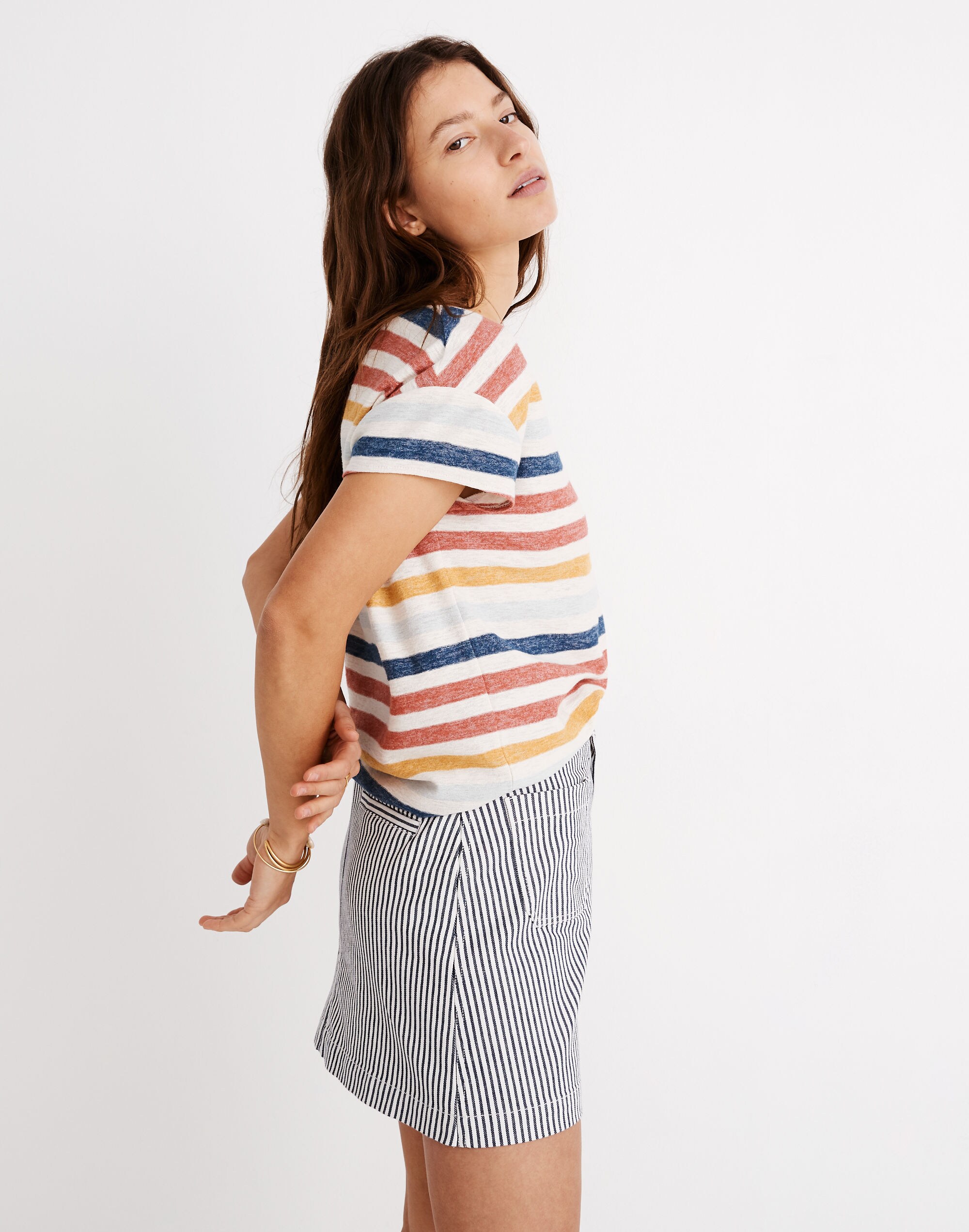 Skyline V-Neck Tee in Jay Stripe | Madewell