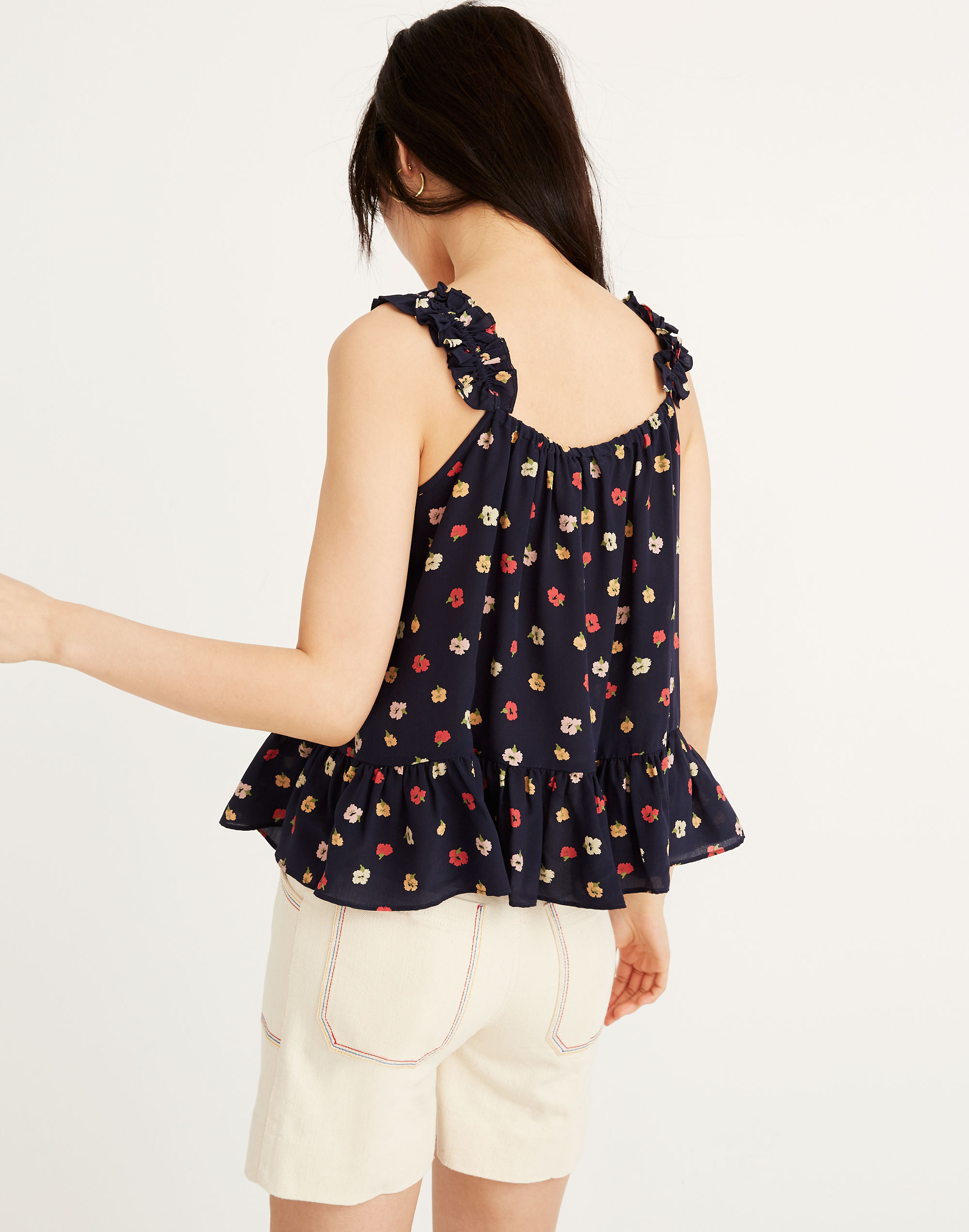 Silk Ruffle-Strap Cami Top Confetti Floral | Madewell