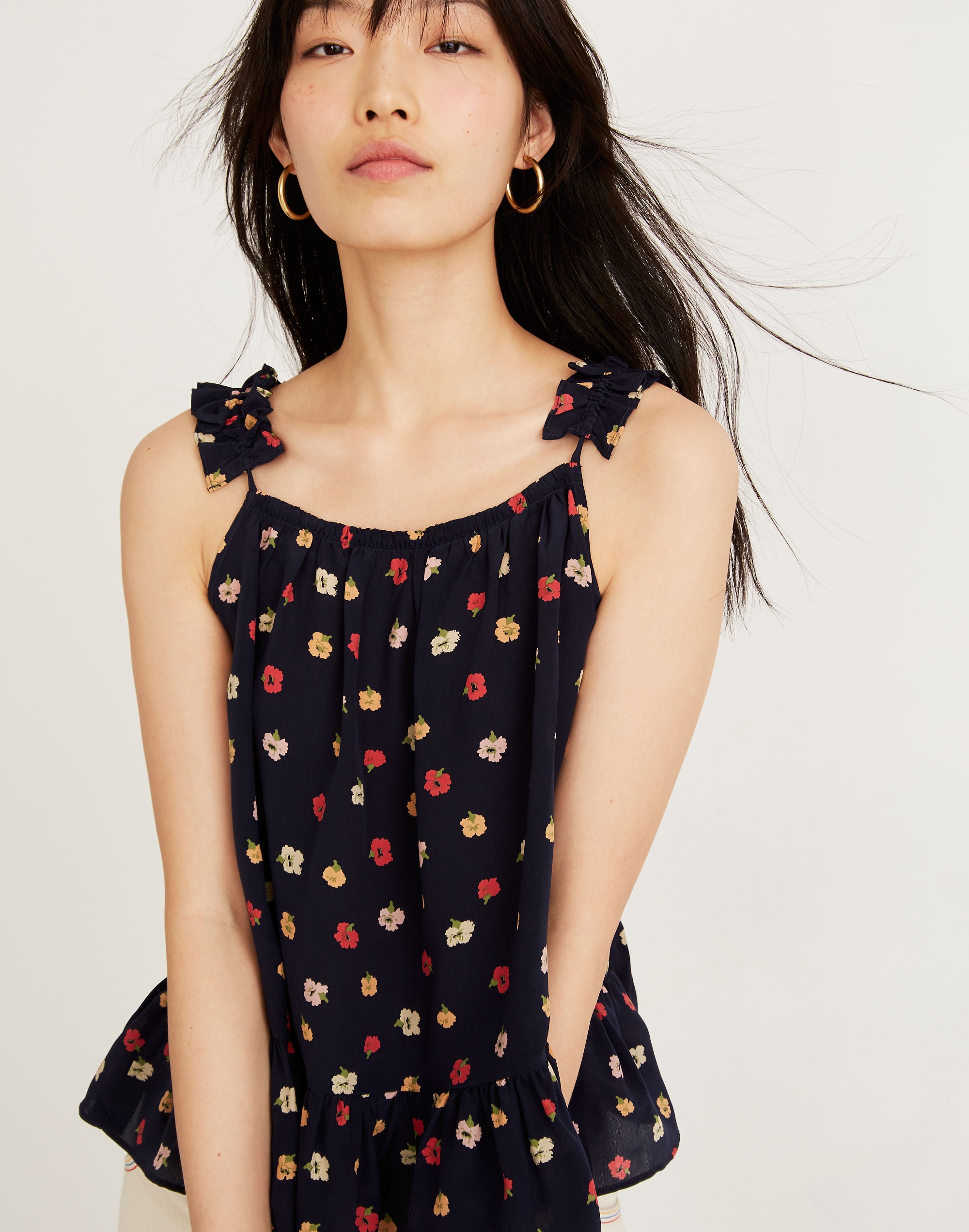 Silk Ruffle-Strap Cami Top Confetti Floral | Madewell