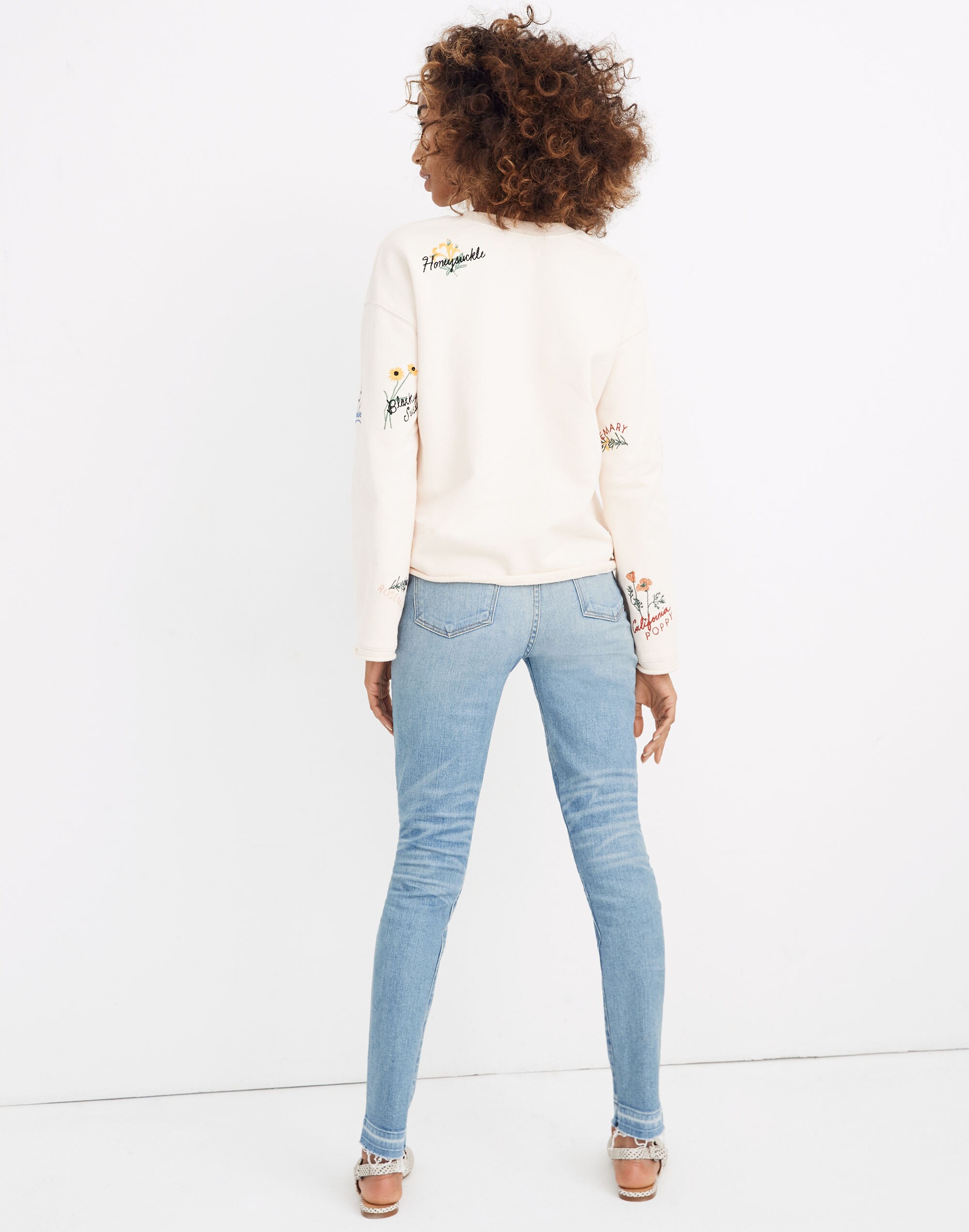 Botanical Embroidered Bell Sleeve Sweatshirt