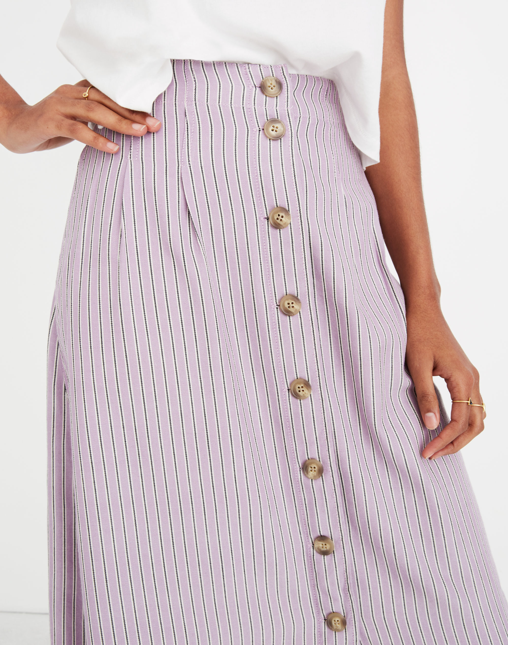 Patio button-front midi discount skirt in clay stripe