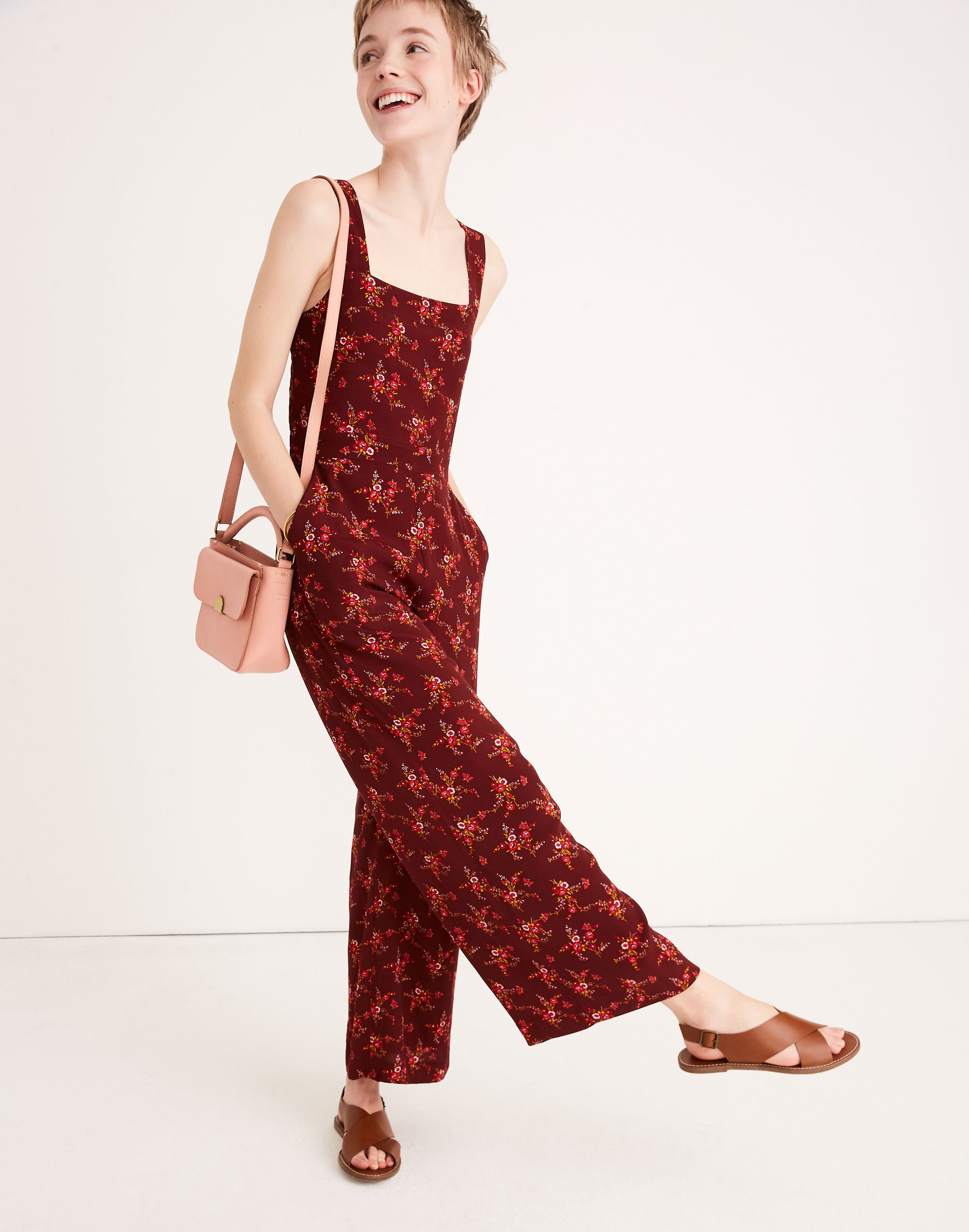 Apron Bow-Back Jumpsuit in Windowbox Floral