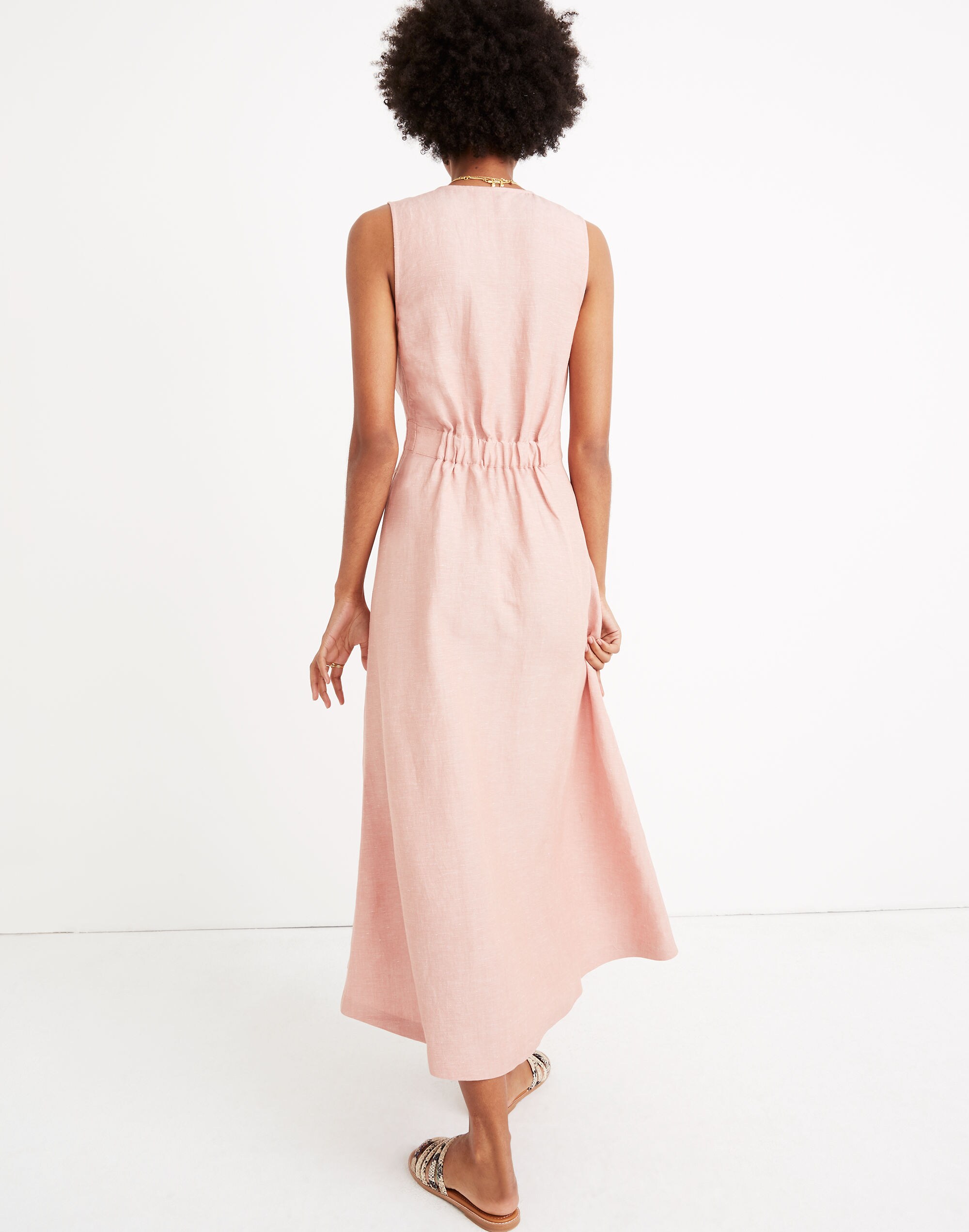 madewell button waist midi dress