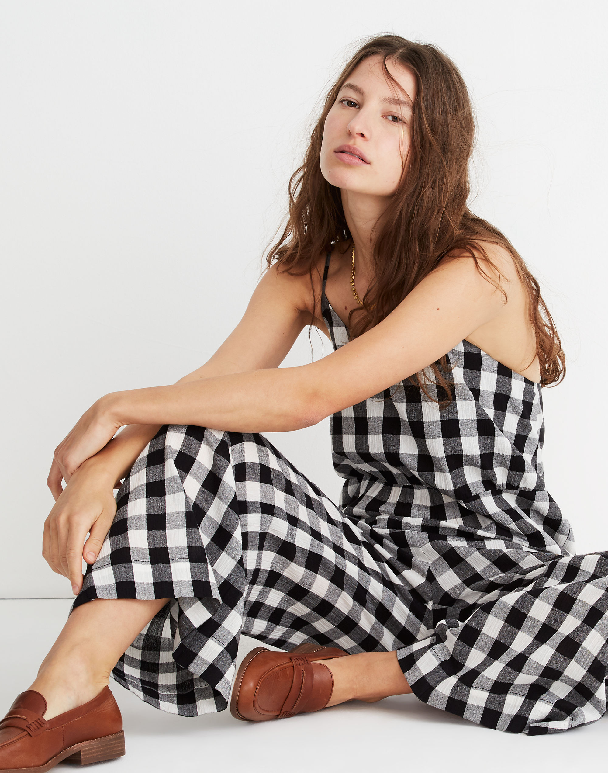 Cami Wide-Leg Jumpsuit in Gingham Check