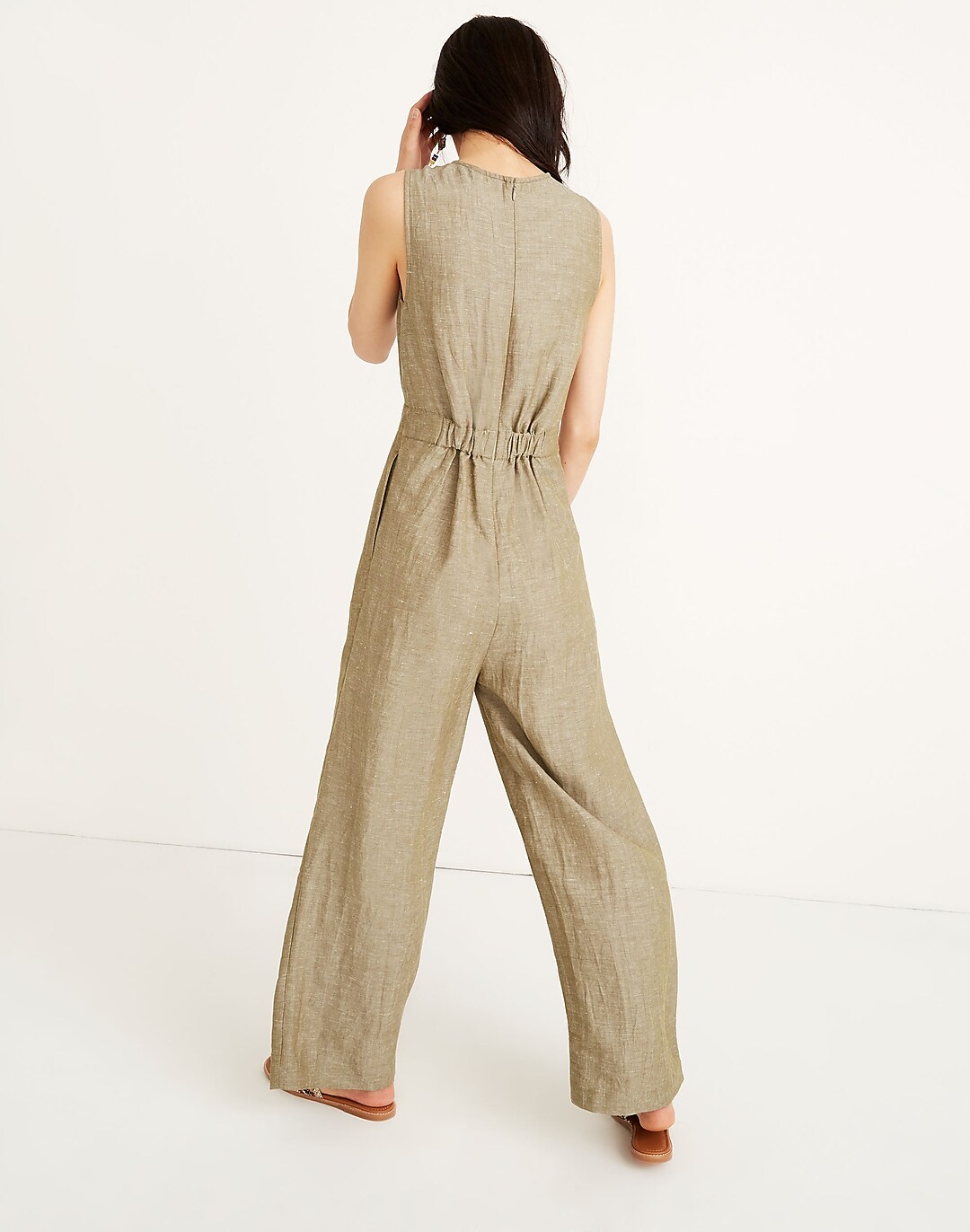 Women's Solid Ankle Length Linen Jumpsuit in 3 Colors Sizes 4-30