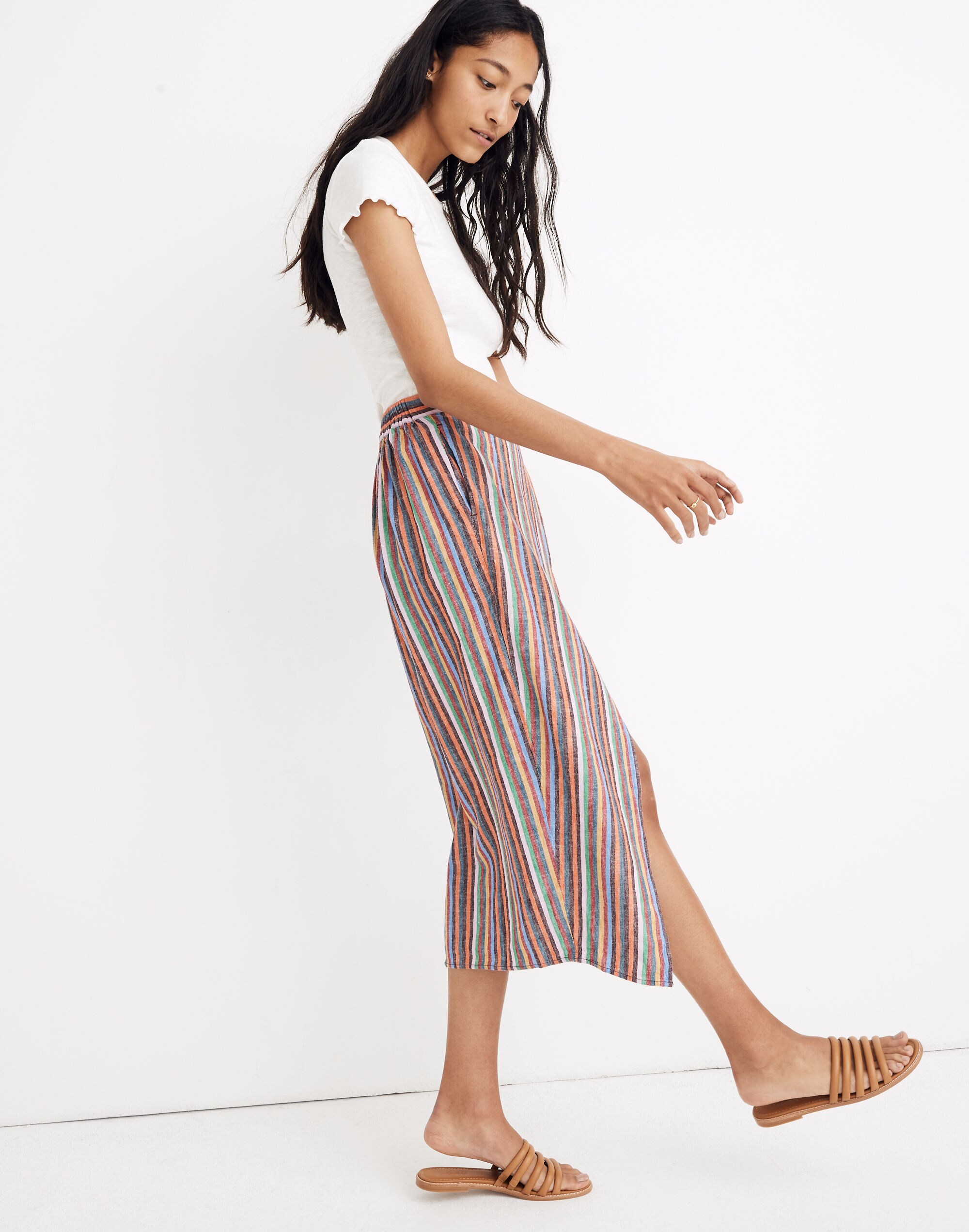 Striped overlay shop skirt madewell