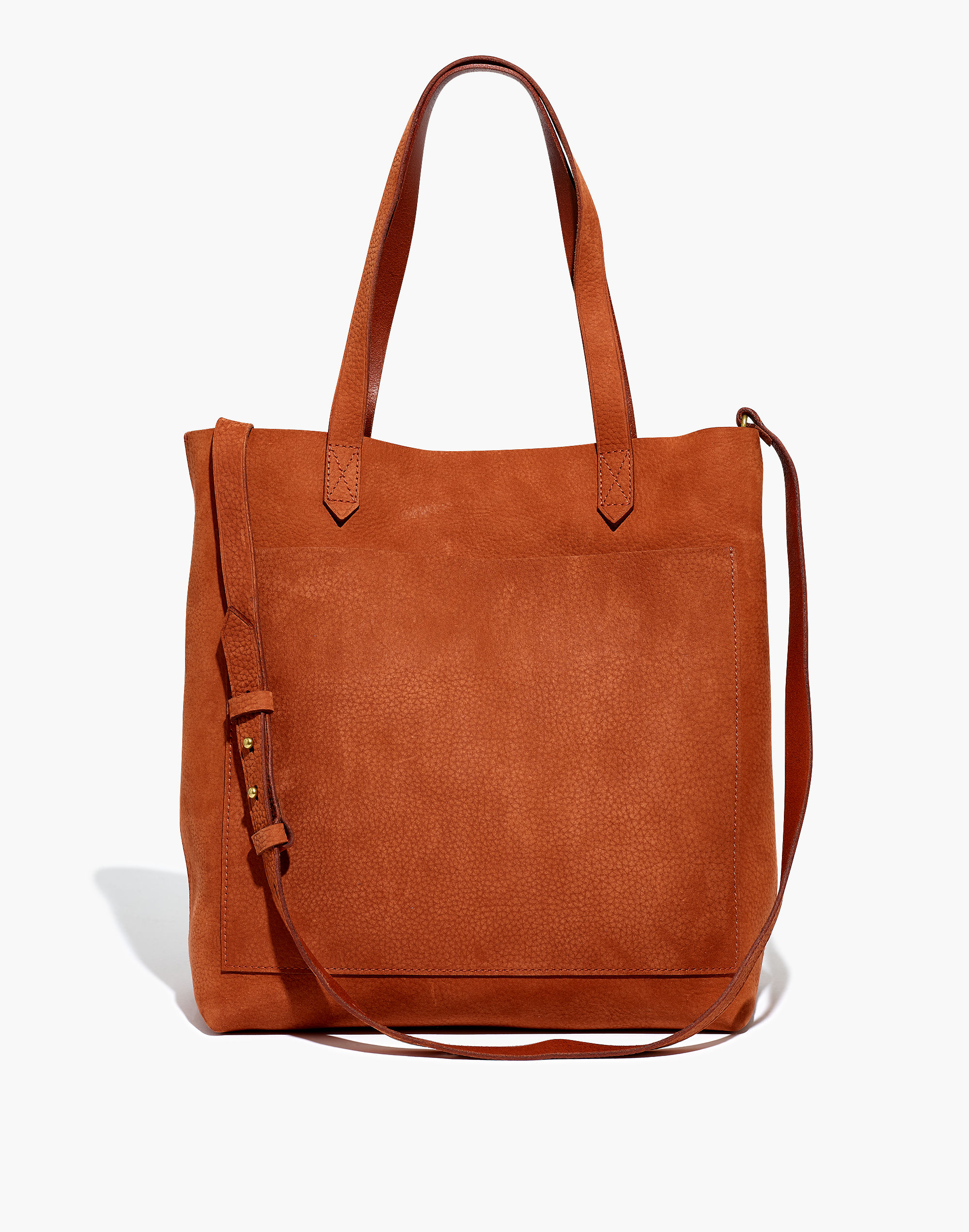 The Medium Transport Tote in Nubuck Leather: Striped Strap Edition