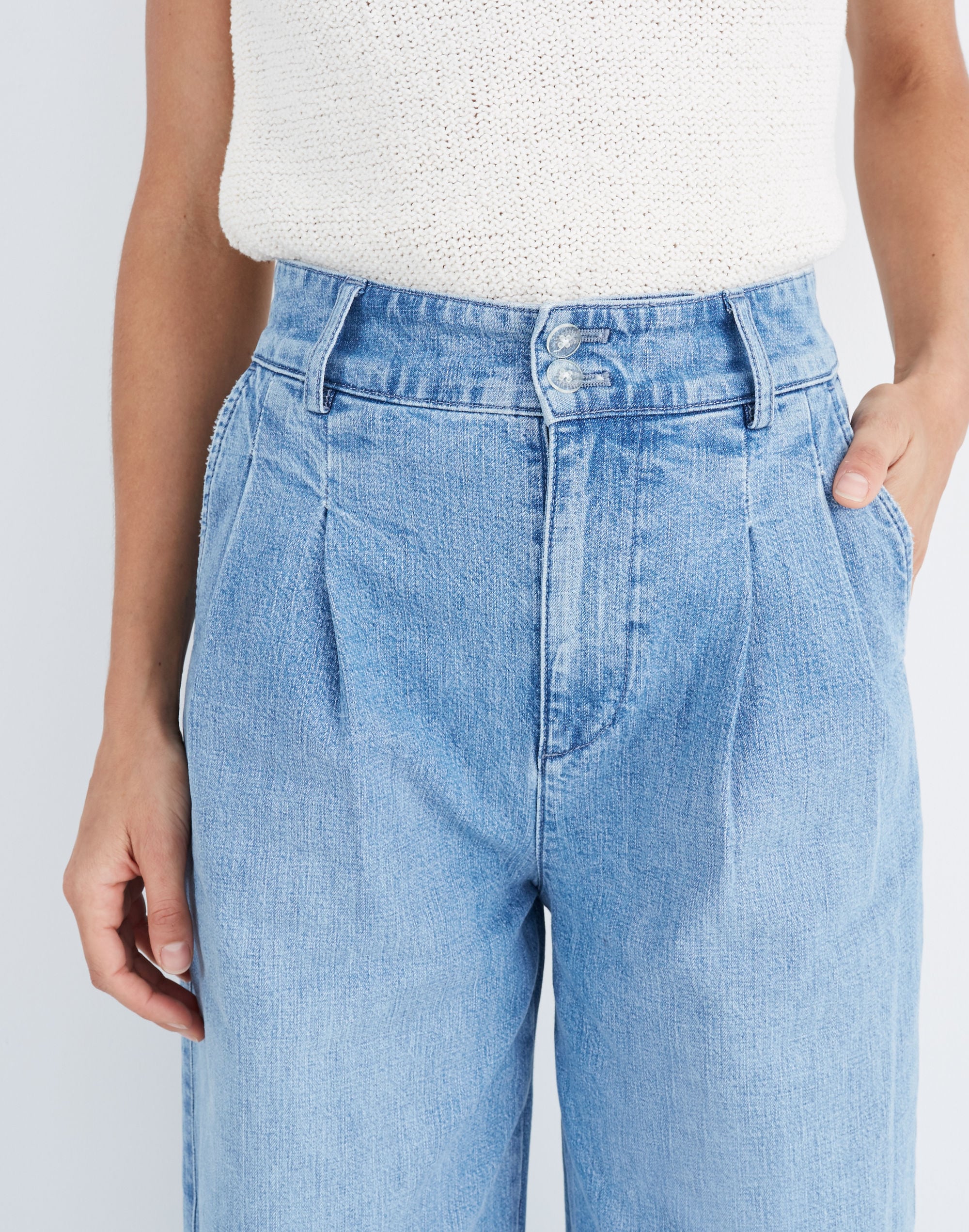 Pleated Wide-Leg Jeans in Kinnon Wash | Madewell