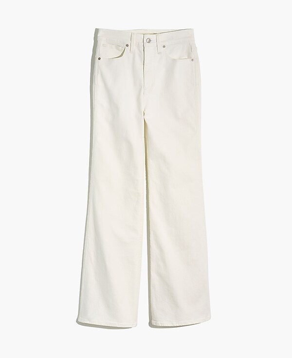 Petite 11&quot; High-Rise Flare Jeans in Tile White