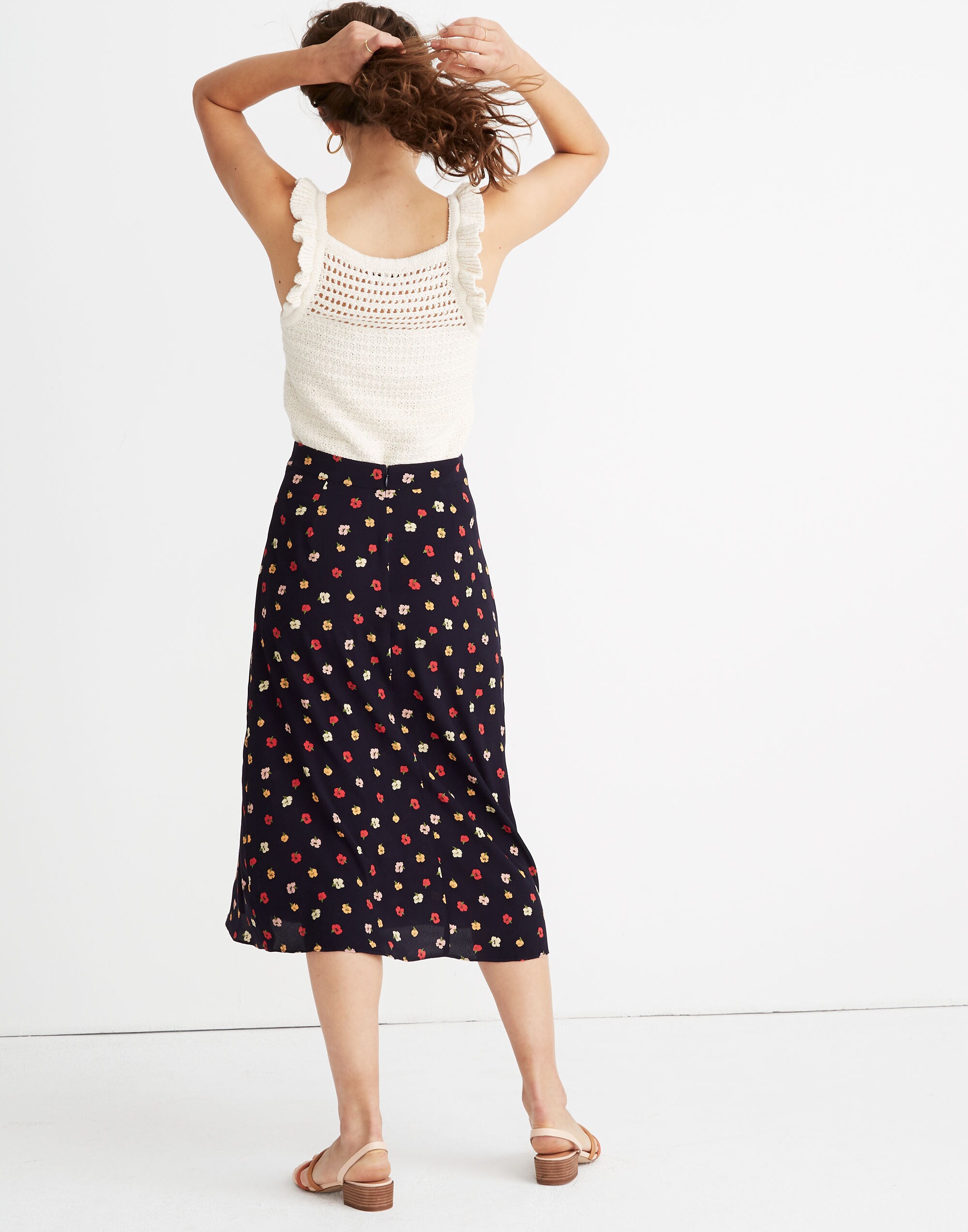 madewell floral midi skirt