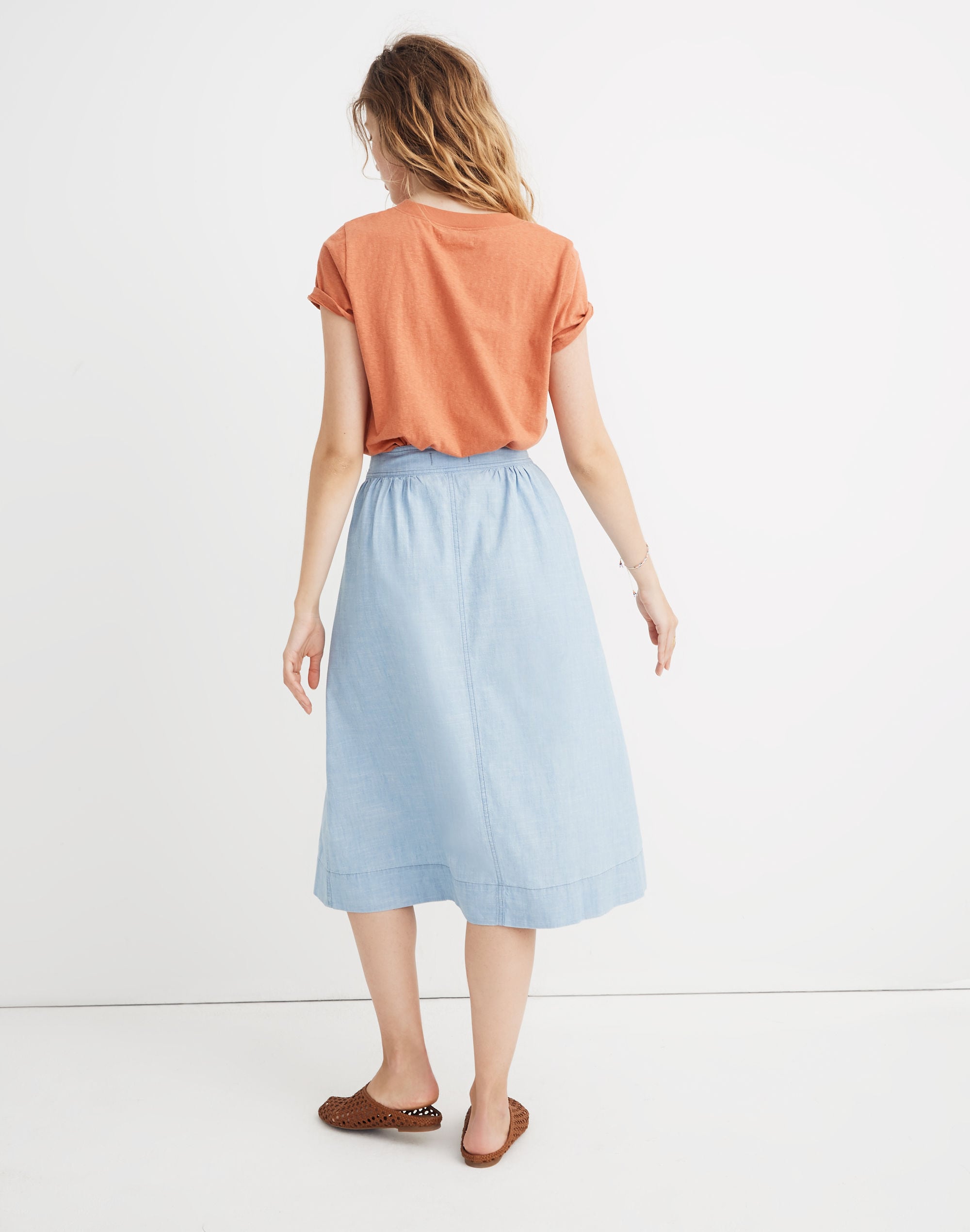 Tie Palisade Button-Front Midi Skirt Chambray | Madewell