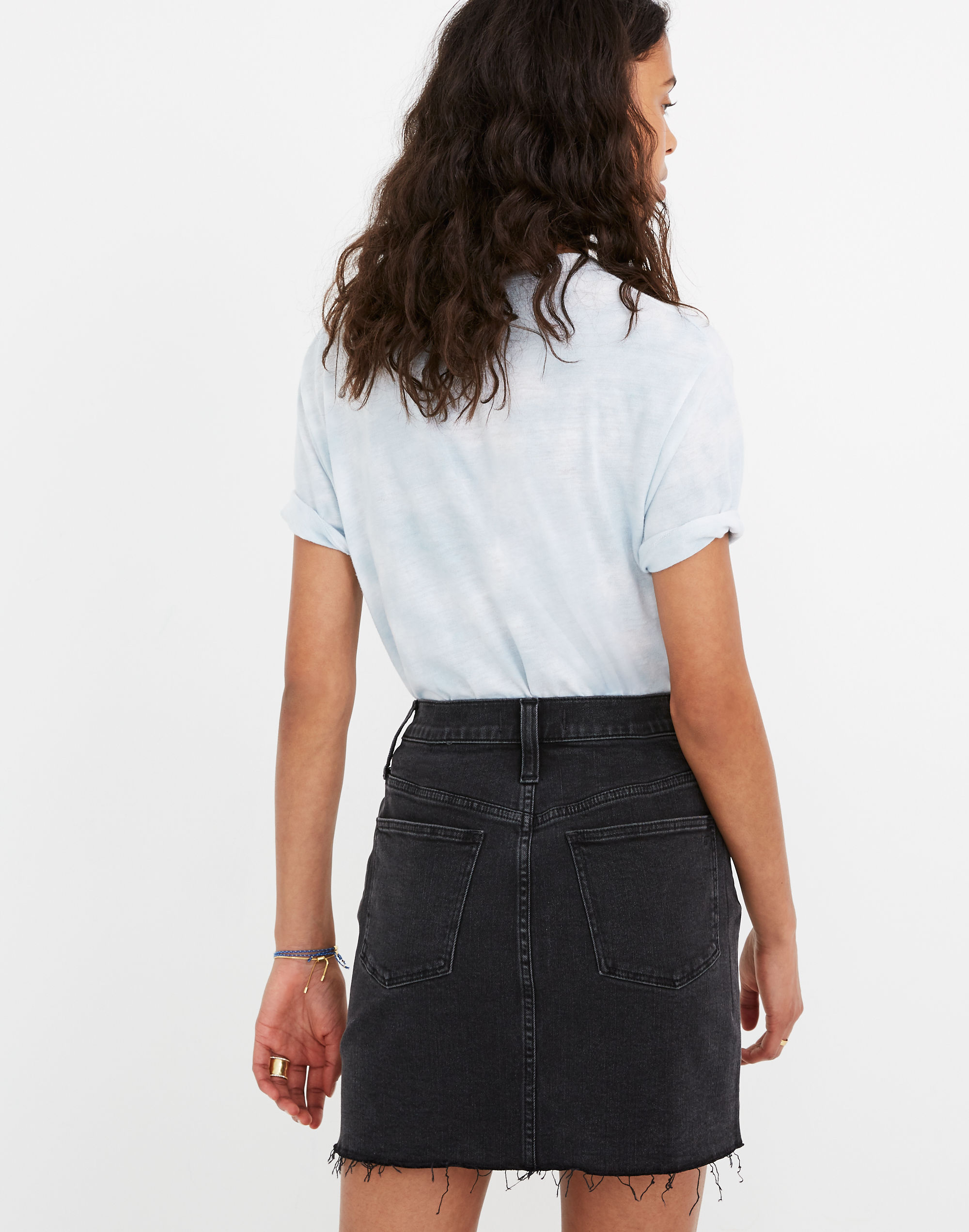 Stretch Denim Straight Mini Skirt in Ashcraft Wash: Raw-Hemmed Edition | Madewell