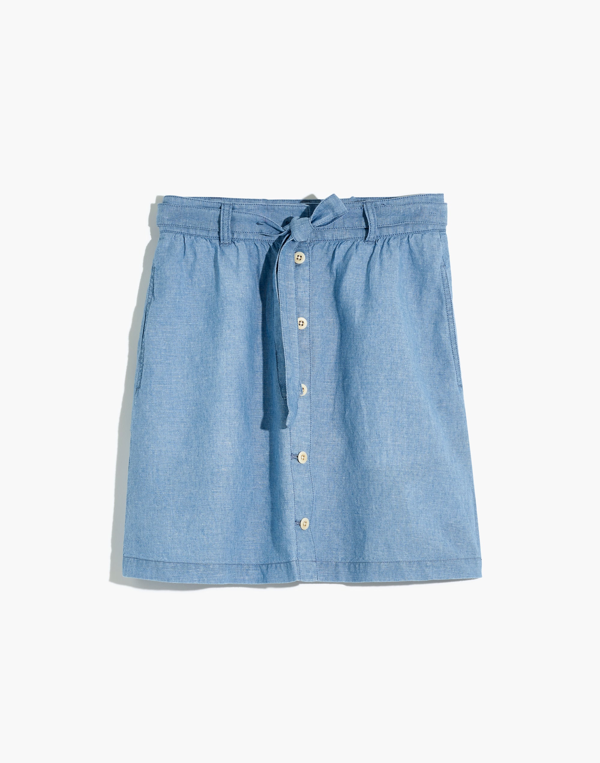 Denim Button-Front Tie Mini Skirt | Madewell