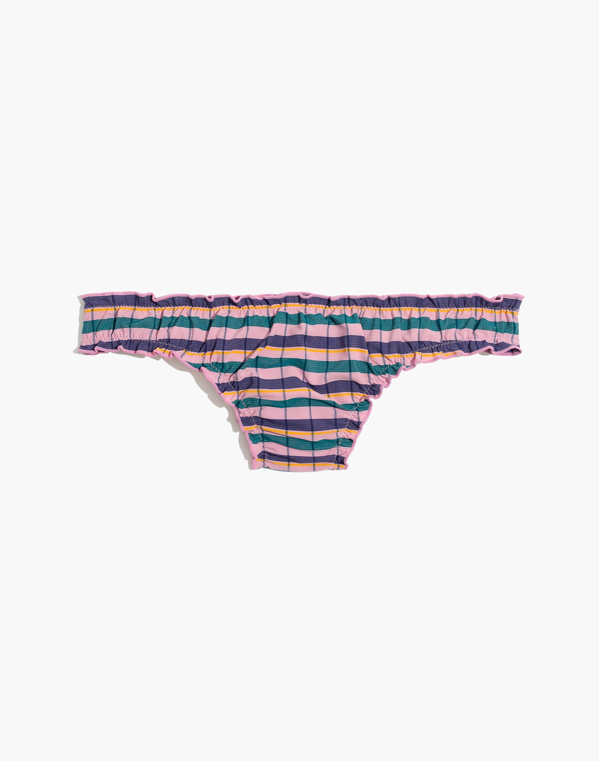 Madewell Second Wave Ruffled Bikini Bottom in Plaid | Madewell