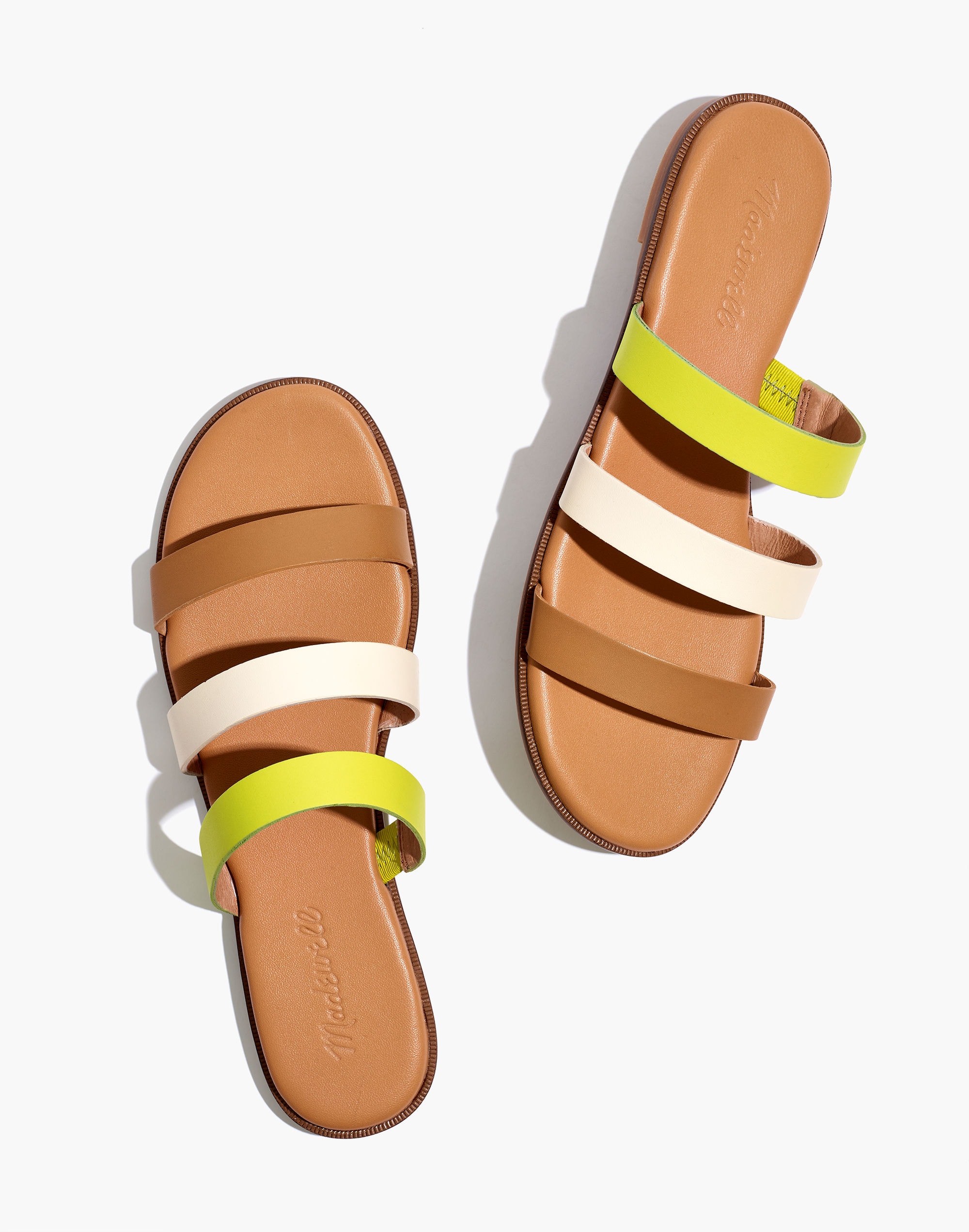 The Ilana Slide Sandal Colorblock Leather | Madewell