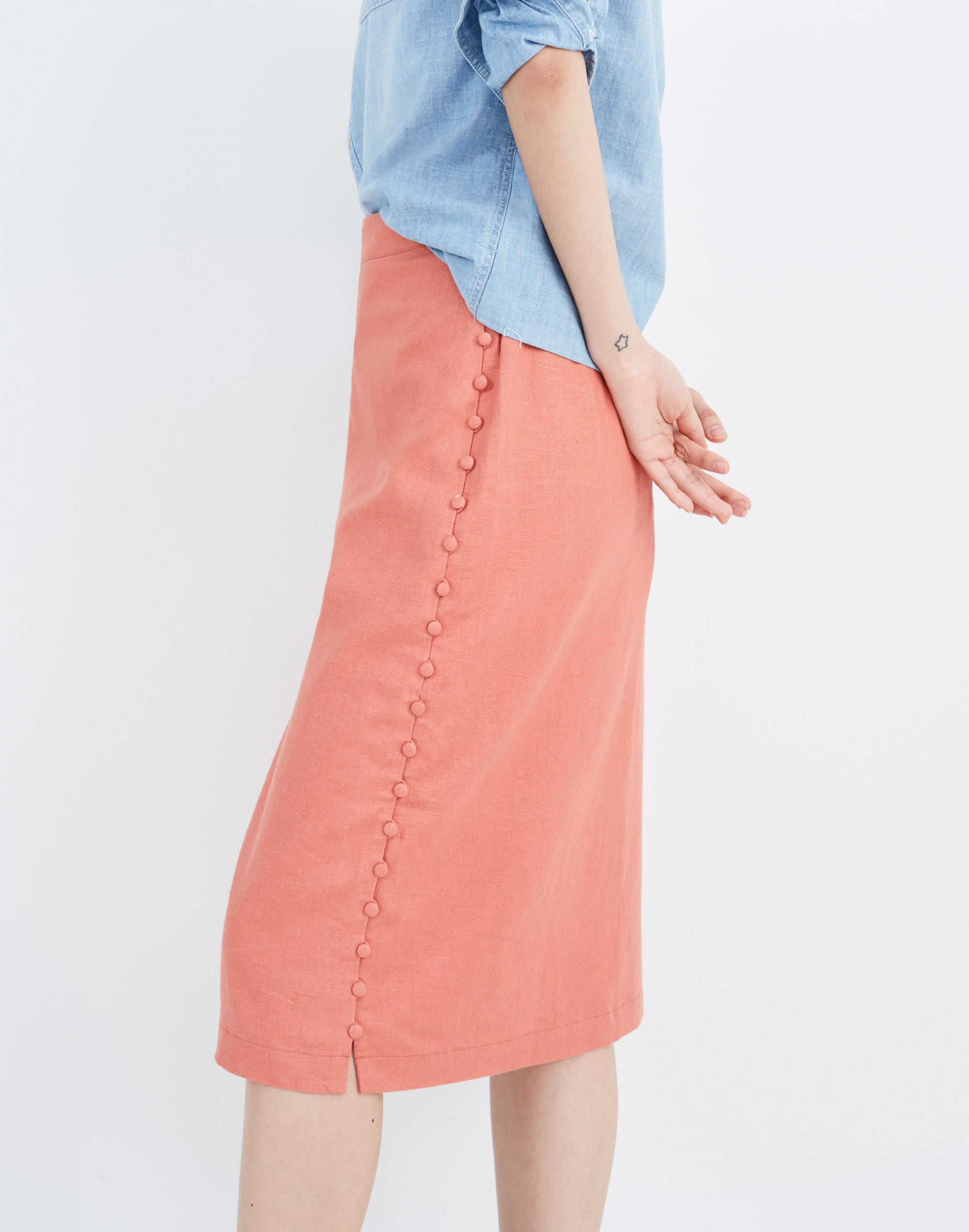 Button Slit Midi Skirt | Madewell