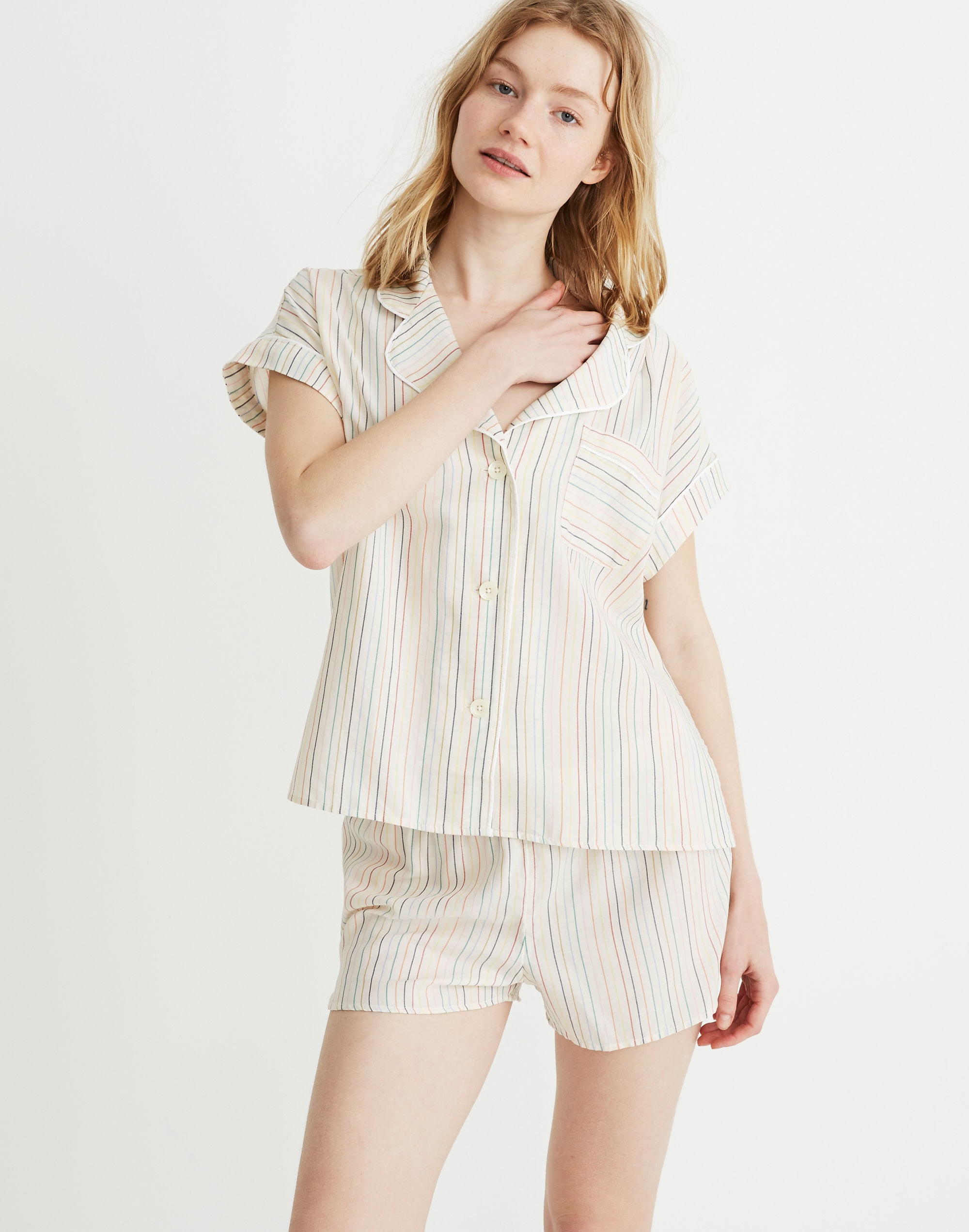 Bedtime Pajama Top in Rainbow Stripe | Madewell