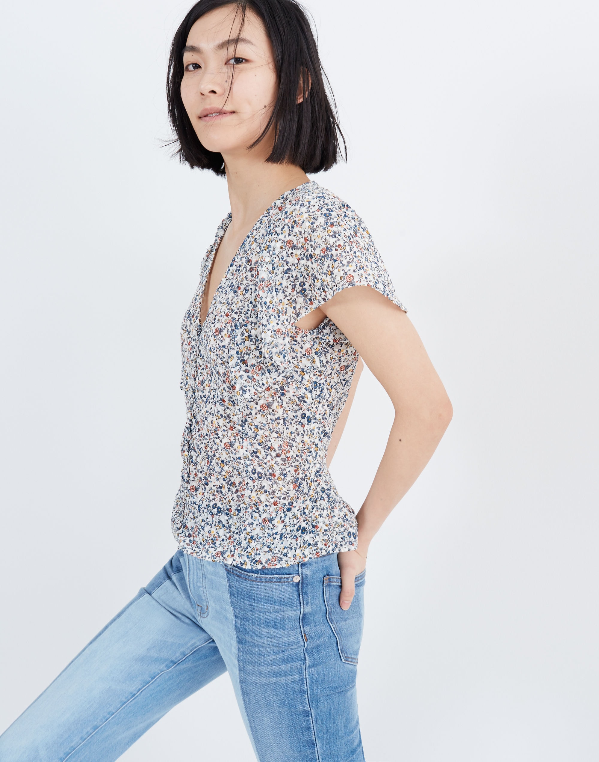 Carmelina Flutter-Sleeve Top Blossoming Vines | Madewell