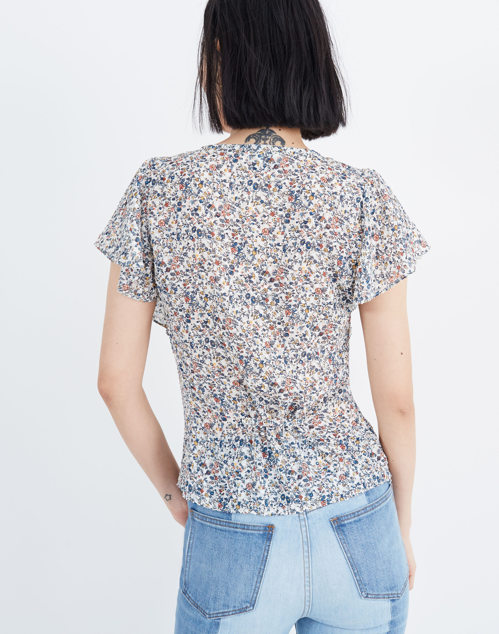 Carmelina Flutter-Sleeve Top Blossoming Vines | Madewell