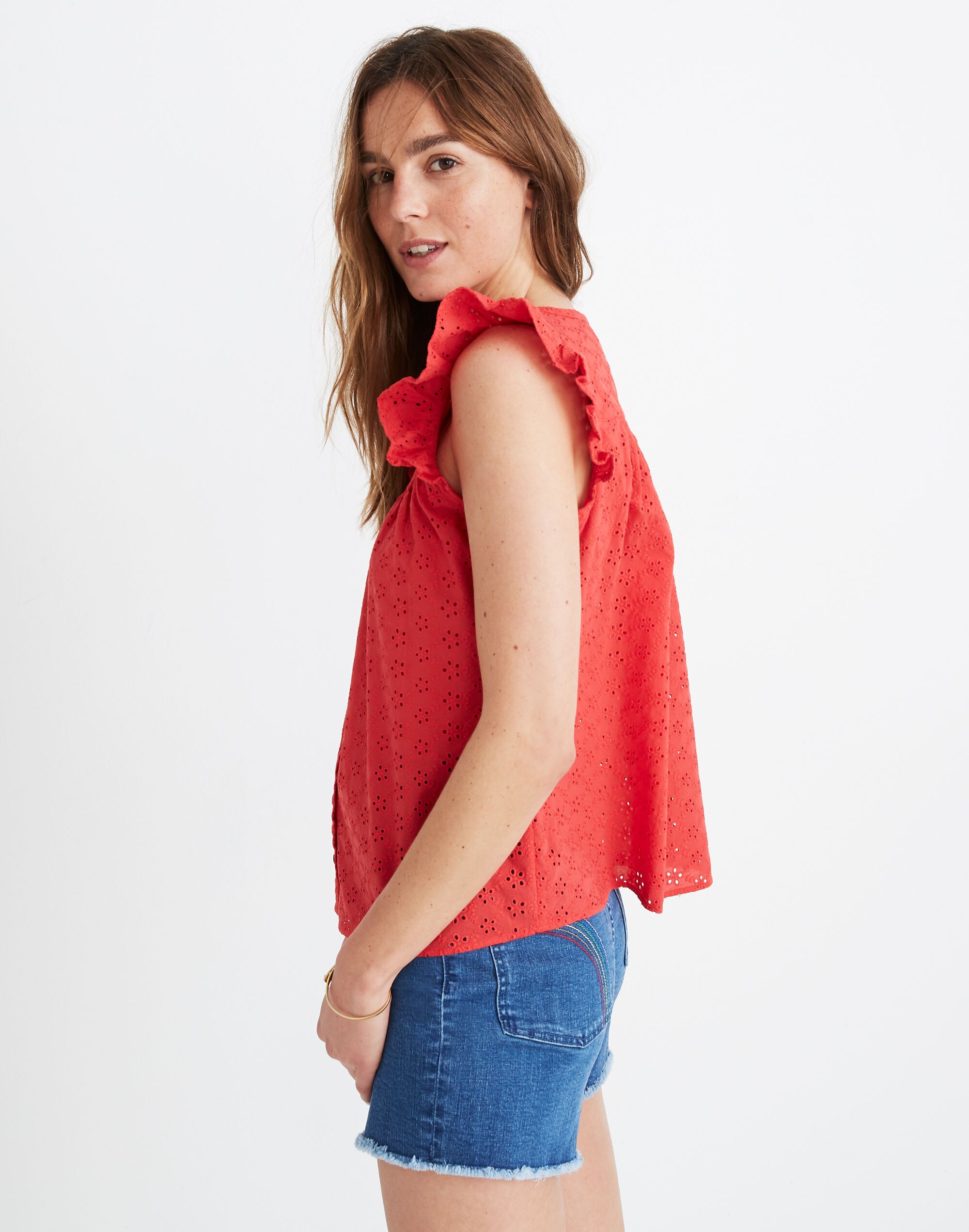 Ruffle-Sleeve Bib Top | Madewell