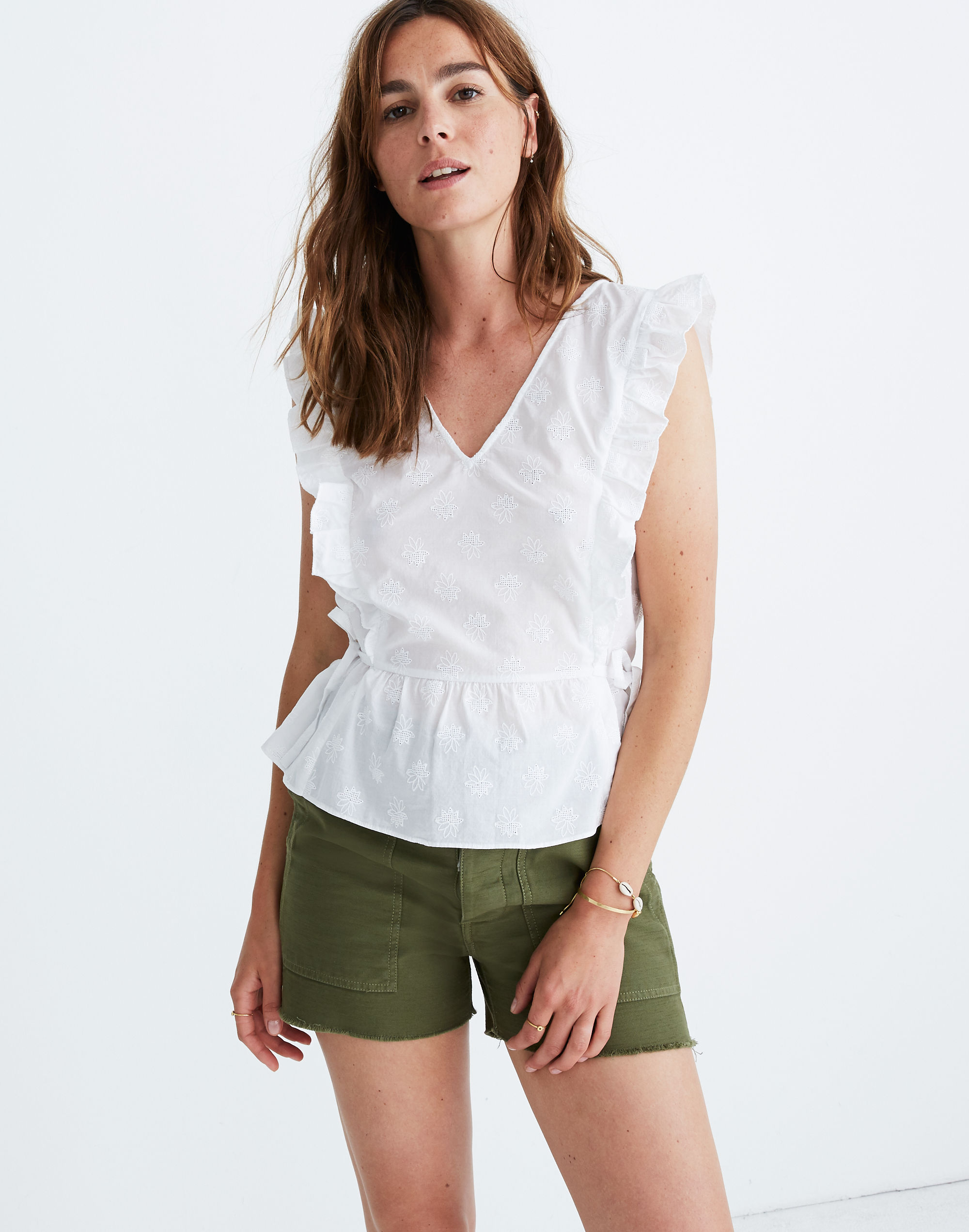 Side-Tie Ruffle Peplum Top | Madewell