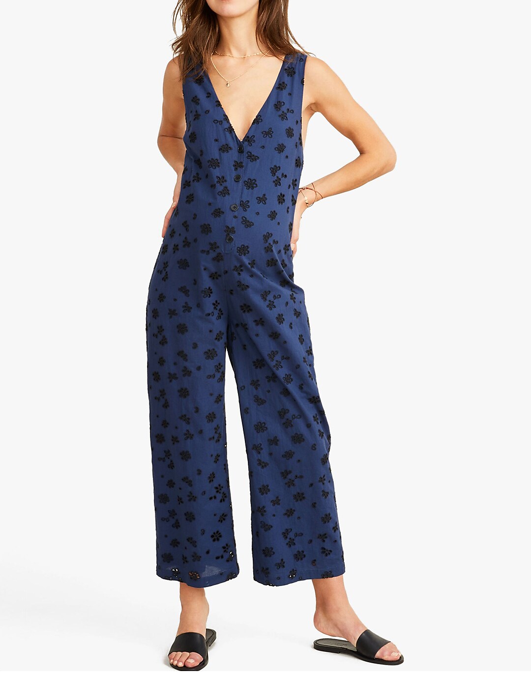 HATCH Collection® Maternity Eyelet Lace Cassie Button-Front Jumpsuit