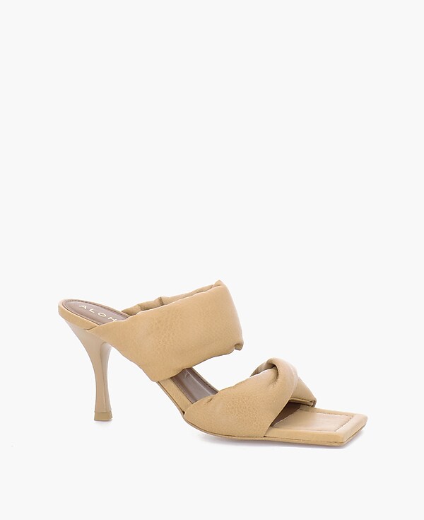 ALOHAS Leather Twist Strap Sandals in Camel
