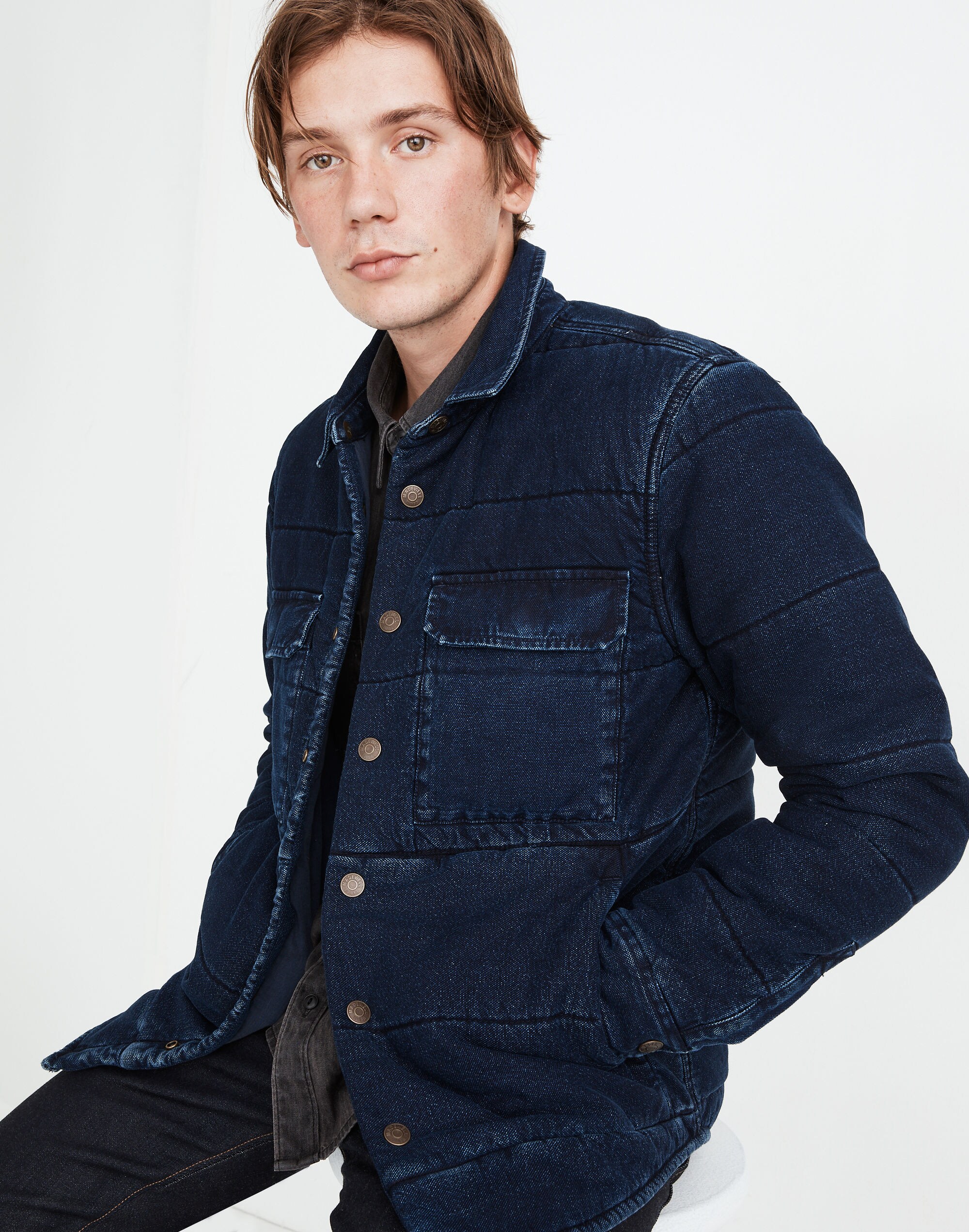 Quilted Indigo Shirt Jacket