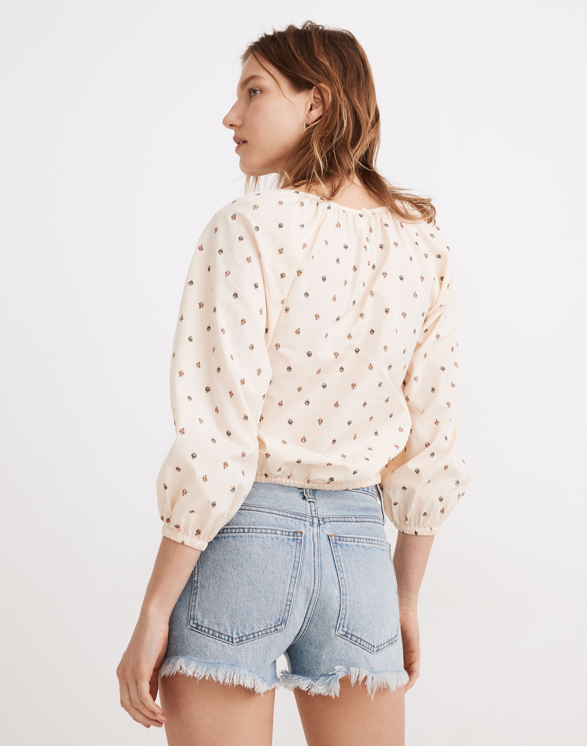 Gathered Puff-Sleeve Crop Top | Madewell