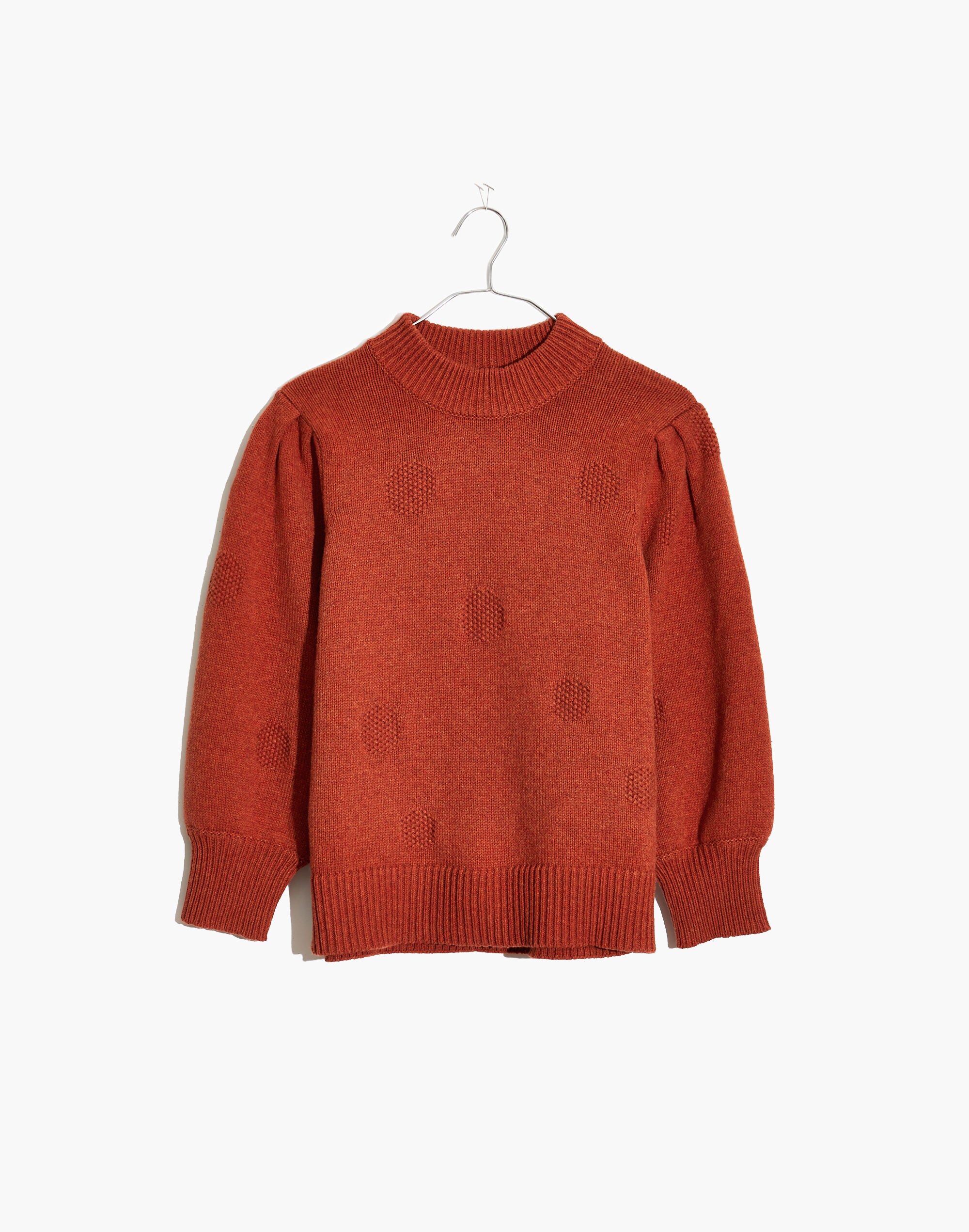 Dotted Eaton Puff-Sleeve Pullover Sweater Cotton-Merino Yarn | Madewell