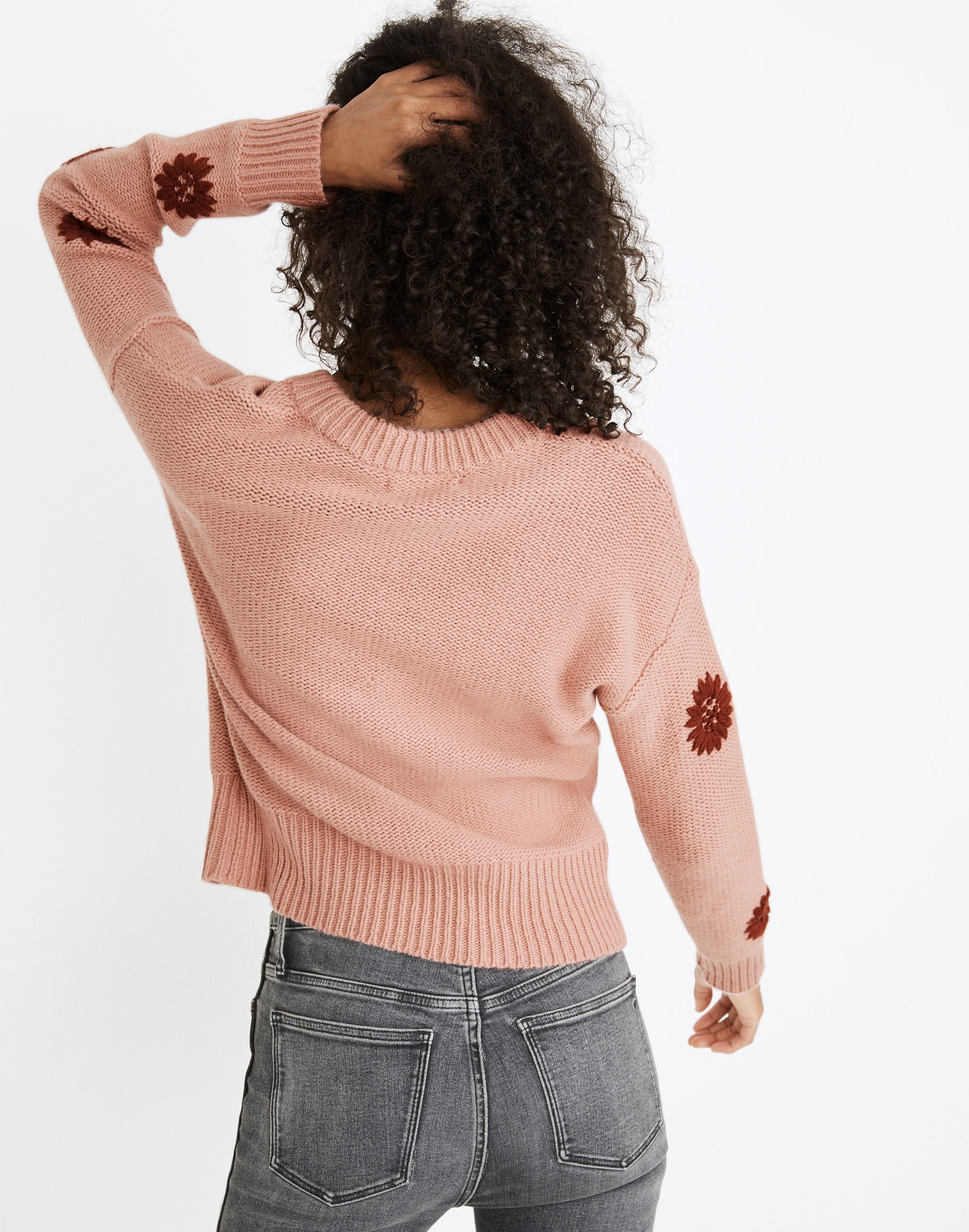 Flower Embroidered Pullover Sweater