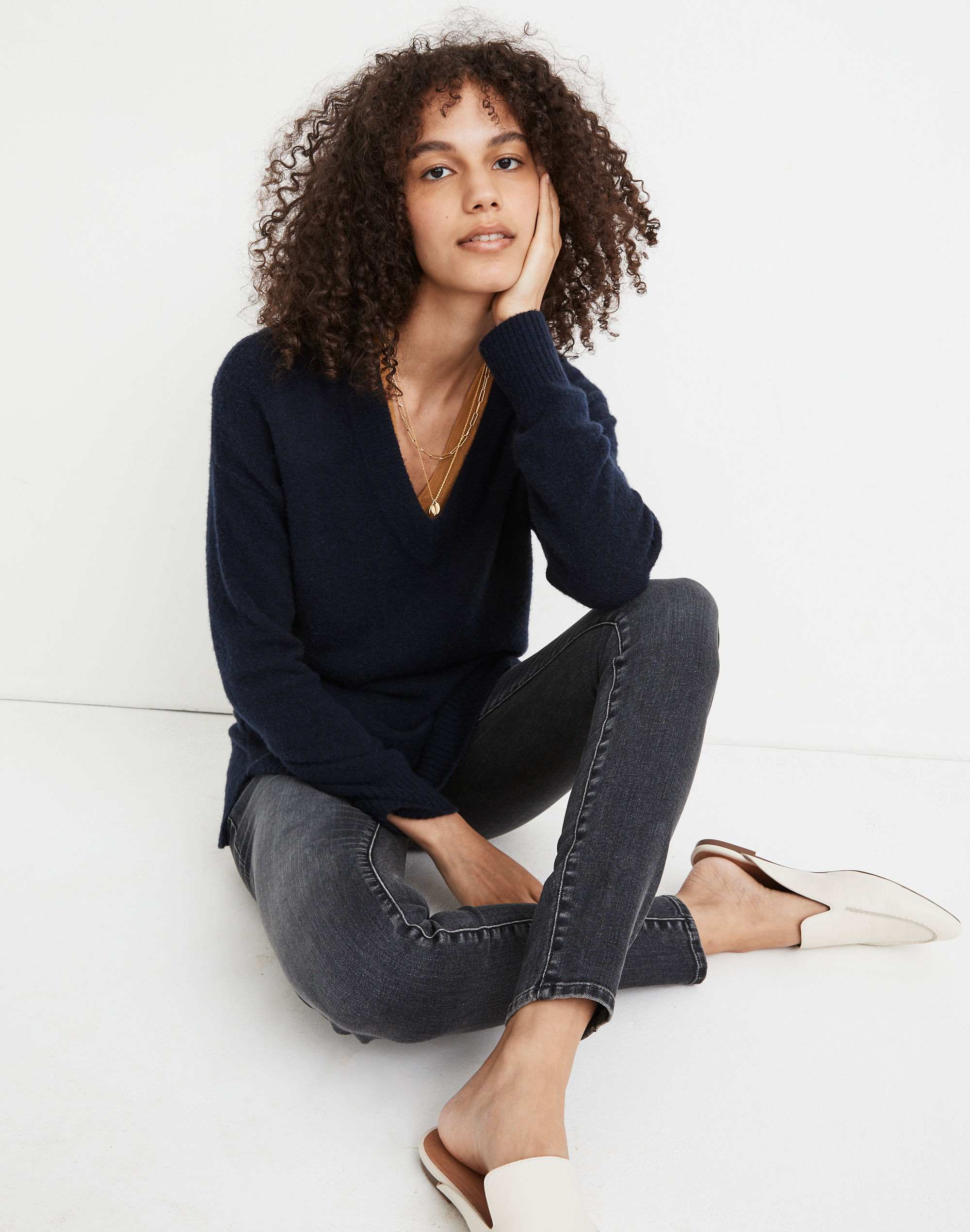 Bartlett V-Neck Pullover Sweater Coziest Yarn | Madewell