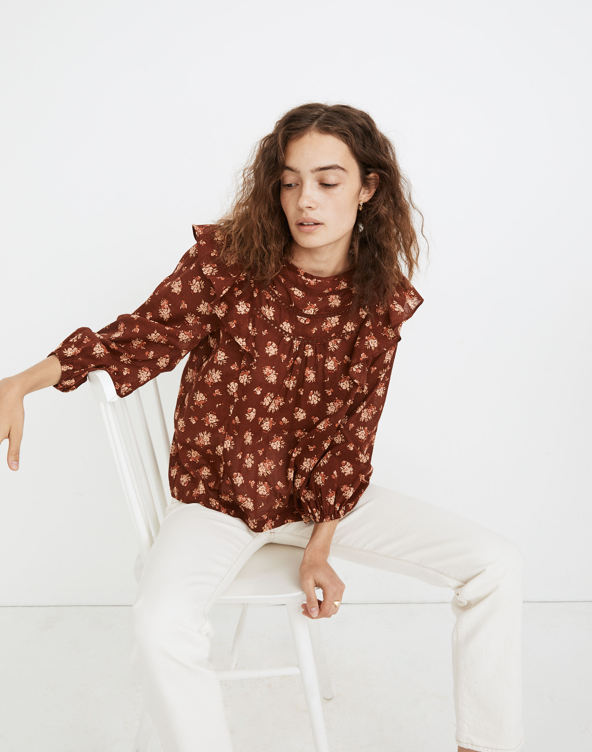 Ladder-Trim Ruffle Top in Homestead Bouquet | Madewell