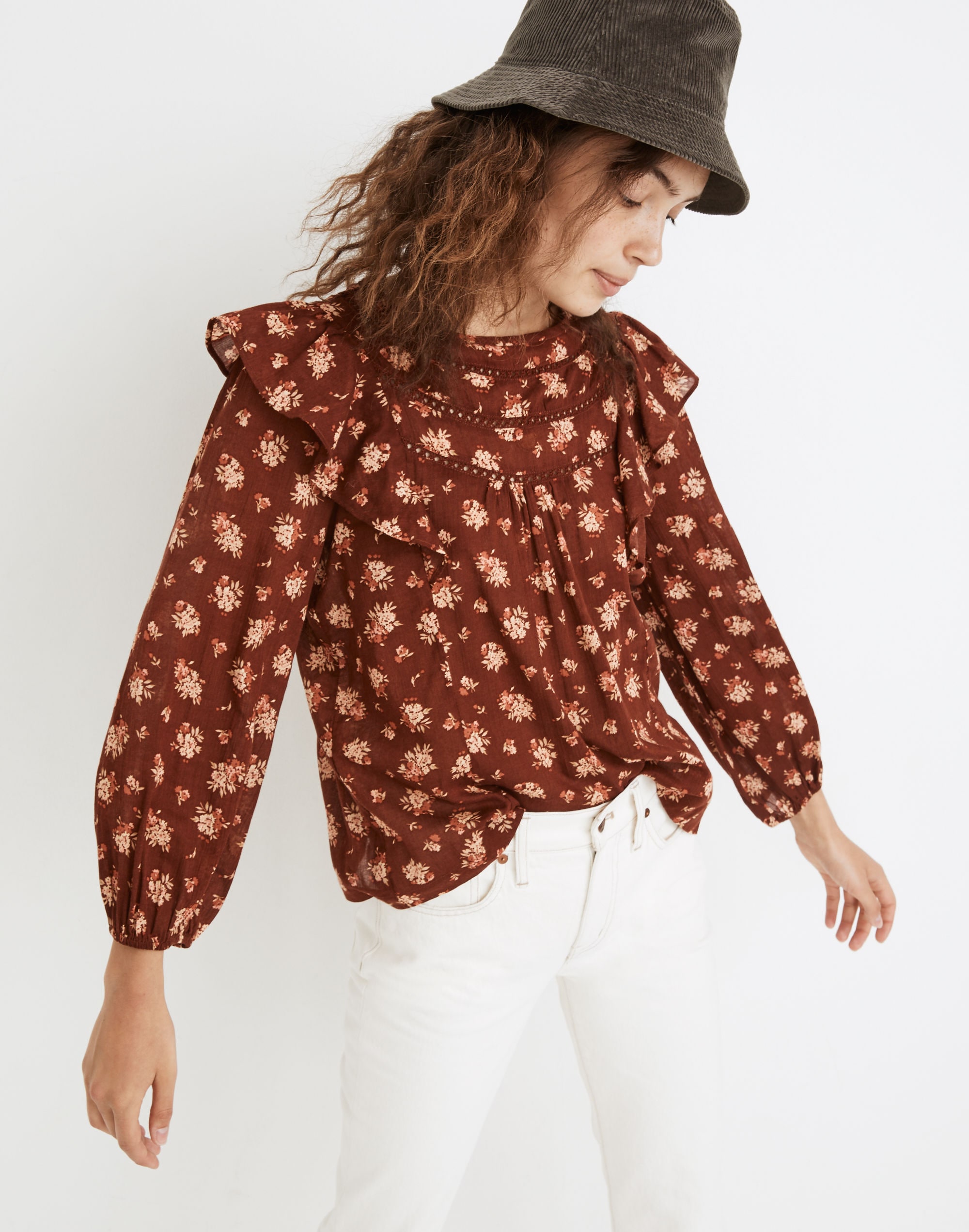 Ladder-Trim Ruffle Top in Homestead Bouquet | Madewell