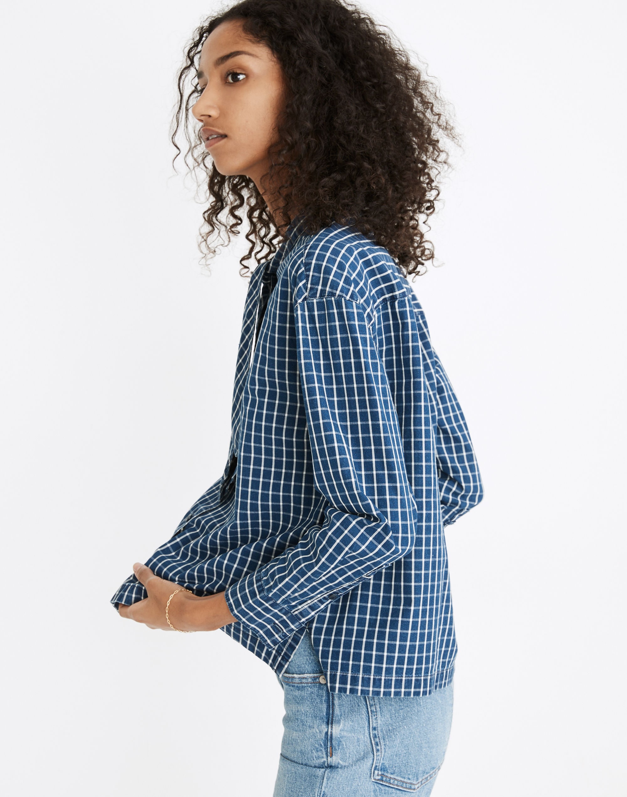 Denim Tie-Neck Westlake Shirt Plaid | Madewell