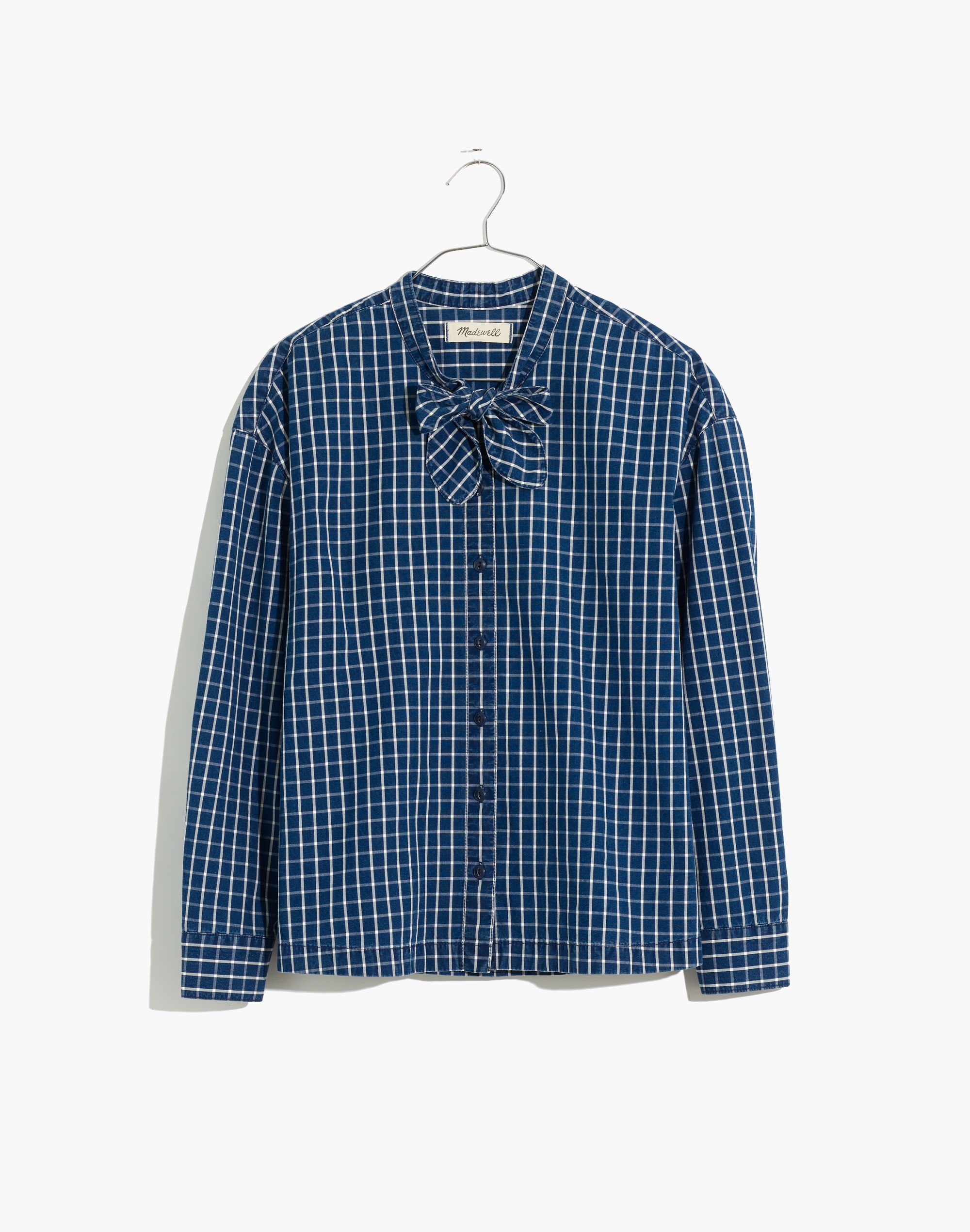 Denim Tie-Neck Westlake Shirt Plaid | Madewell