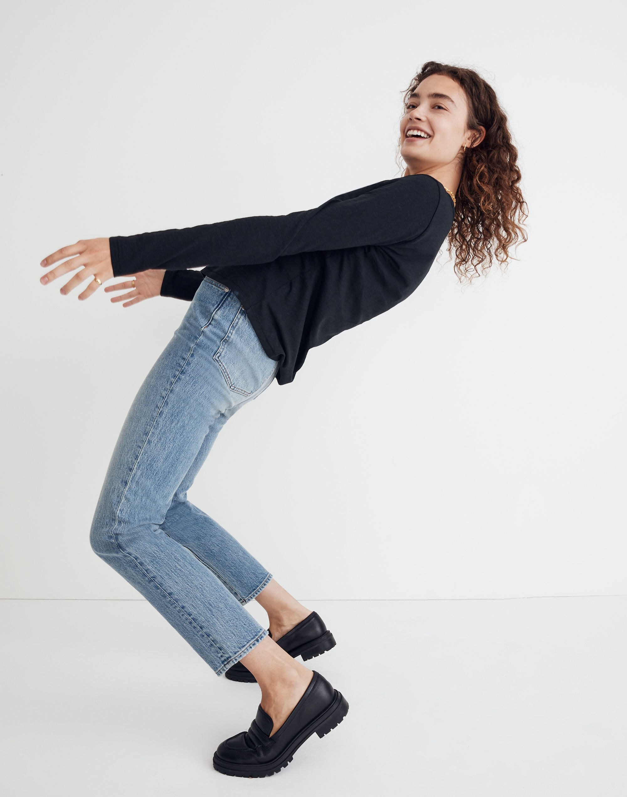 Whisper Cotton Rib-Crewneck Long-Sleeve Tee | Madewell