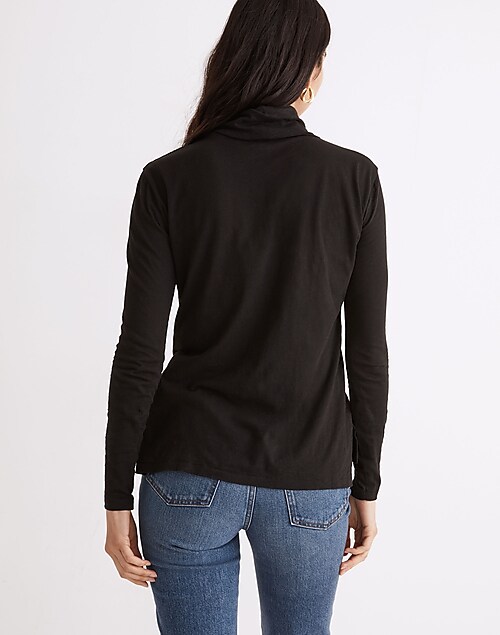 Women's Long Sleeve Turtleneck Top Black Small at  Women's Clothing  store