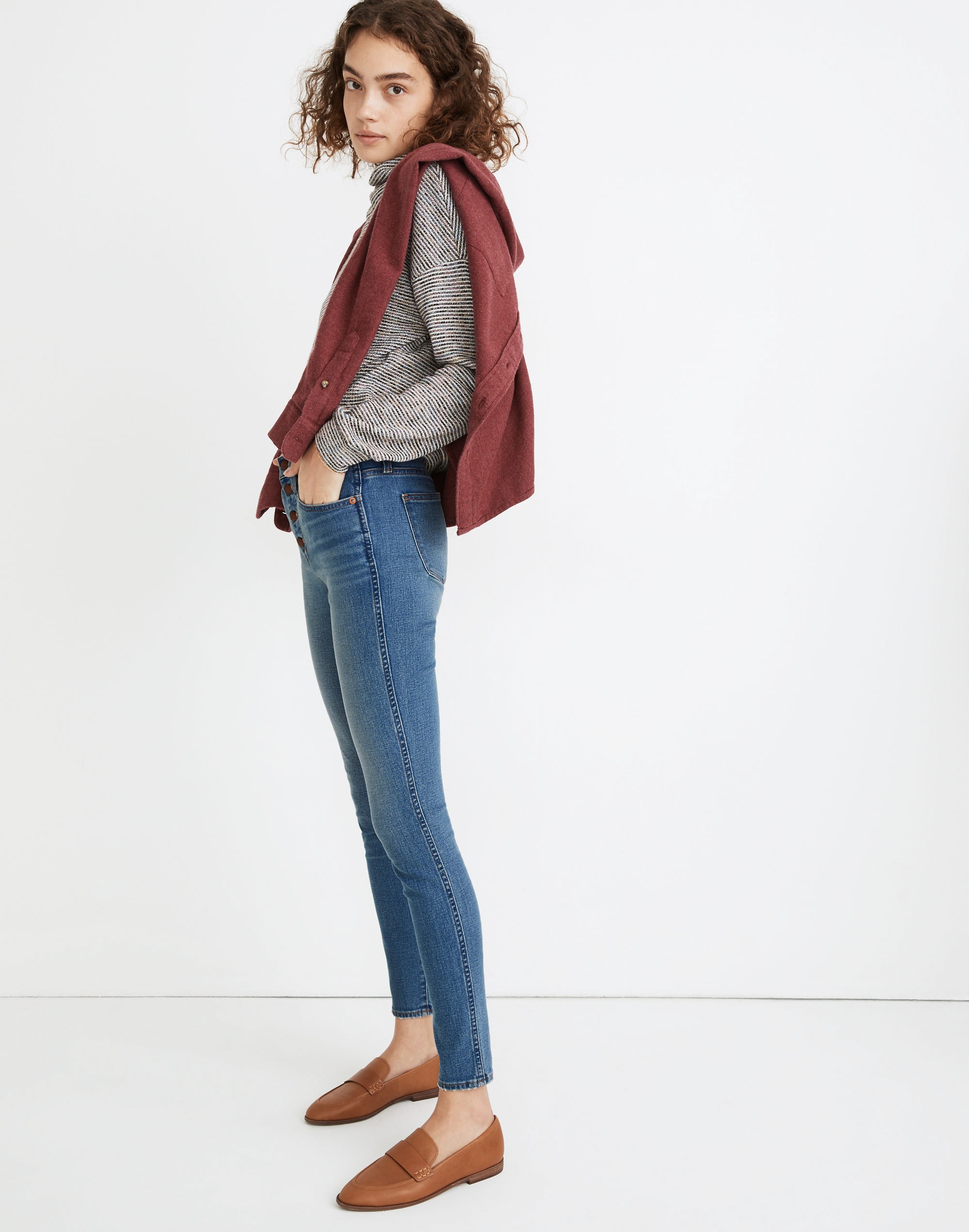 10" High-Rise Skinny Jeans Dewitt Wash: Button-Front TENCEL™ Denim Edition