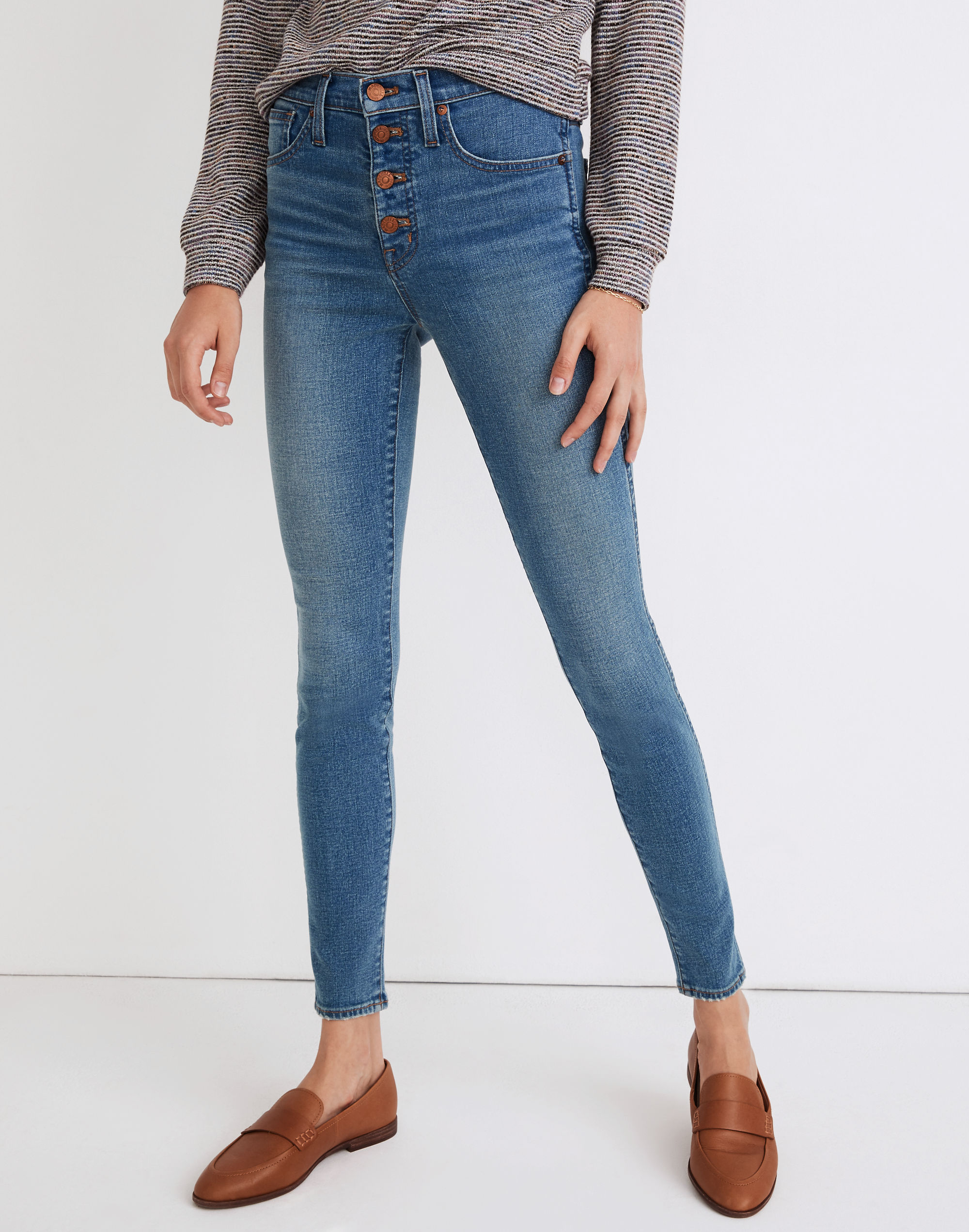 10" High-Rise Skinny Jeans Dewitt Wash: Button-Front TENCEL™ Denim Edition