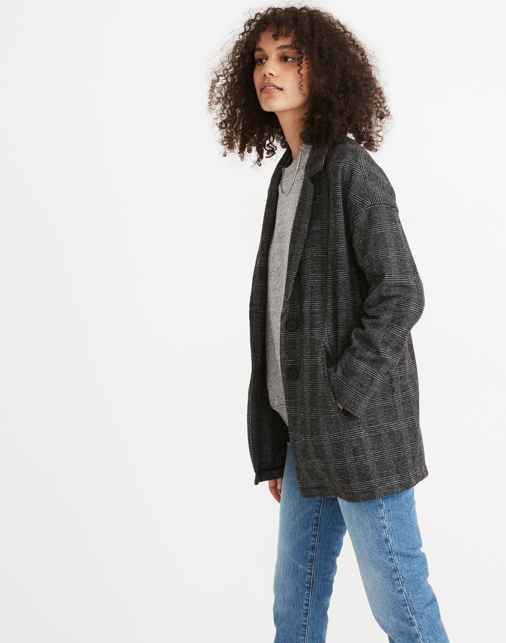 Glen Plaid Knit Oversized Blazer | Madewell