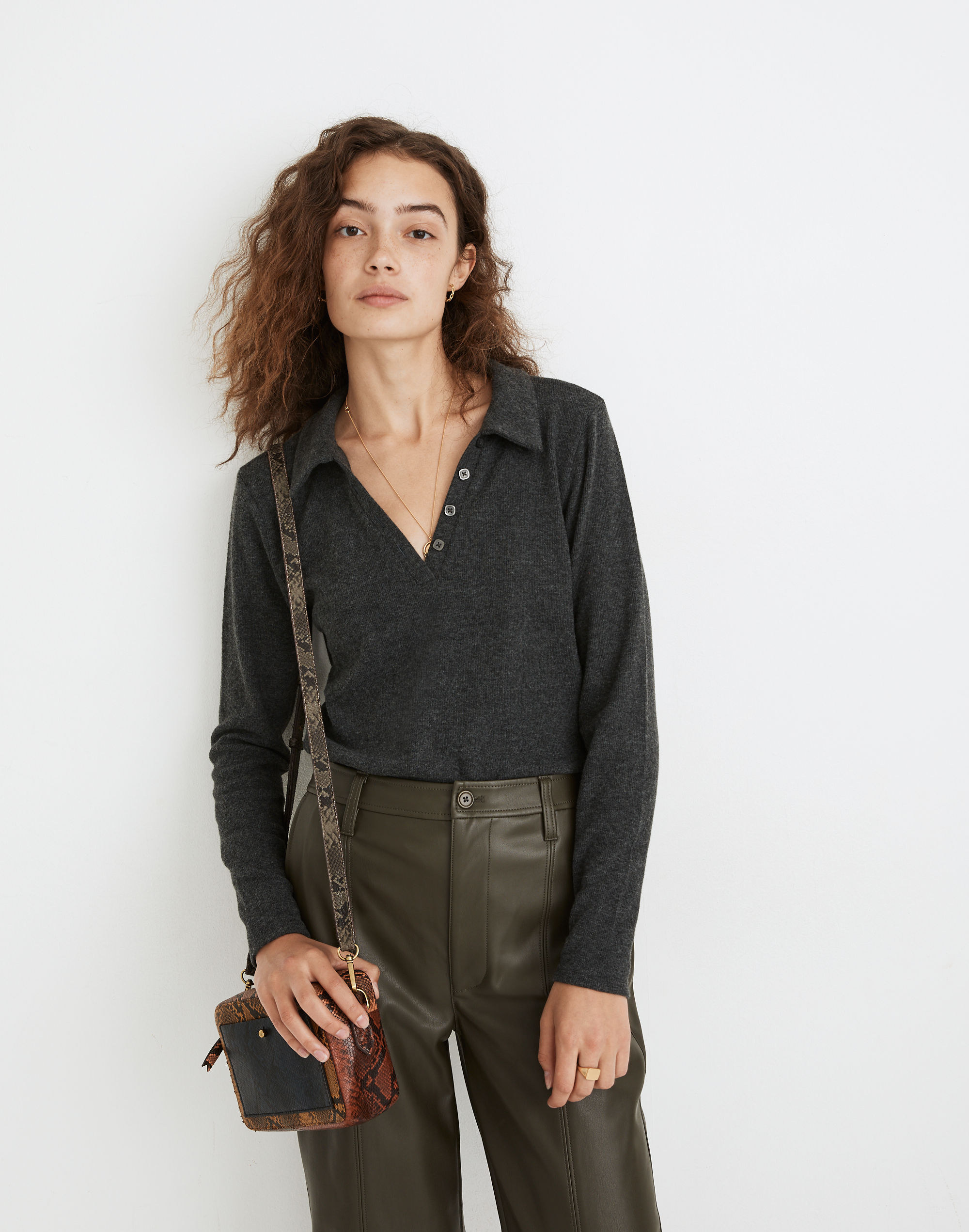 Plush Ribbed Polo Shirt | Madewell