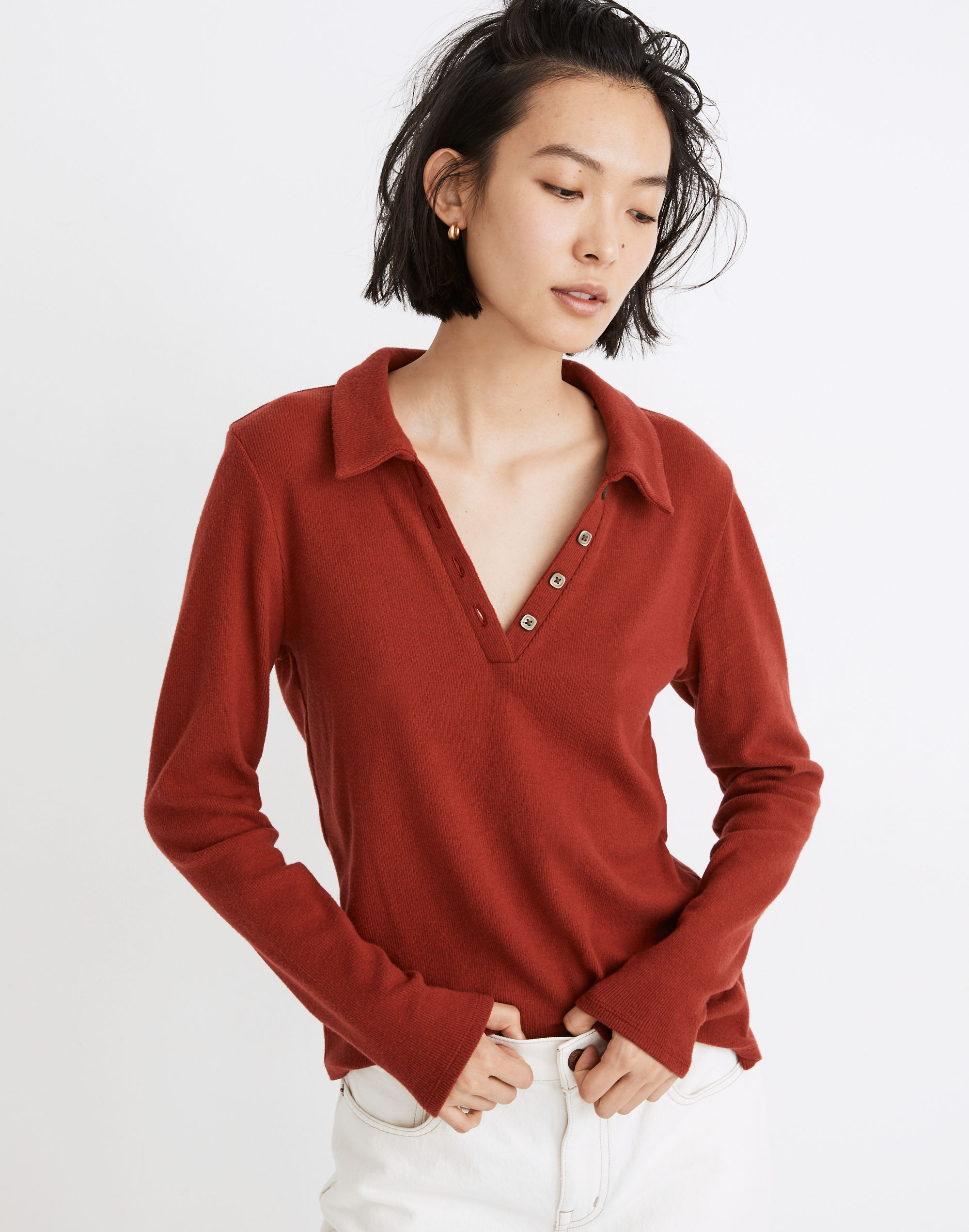 Plush Ribbed Polo Shirt | Madewell