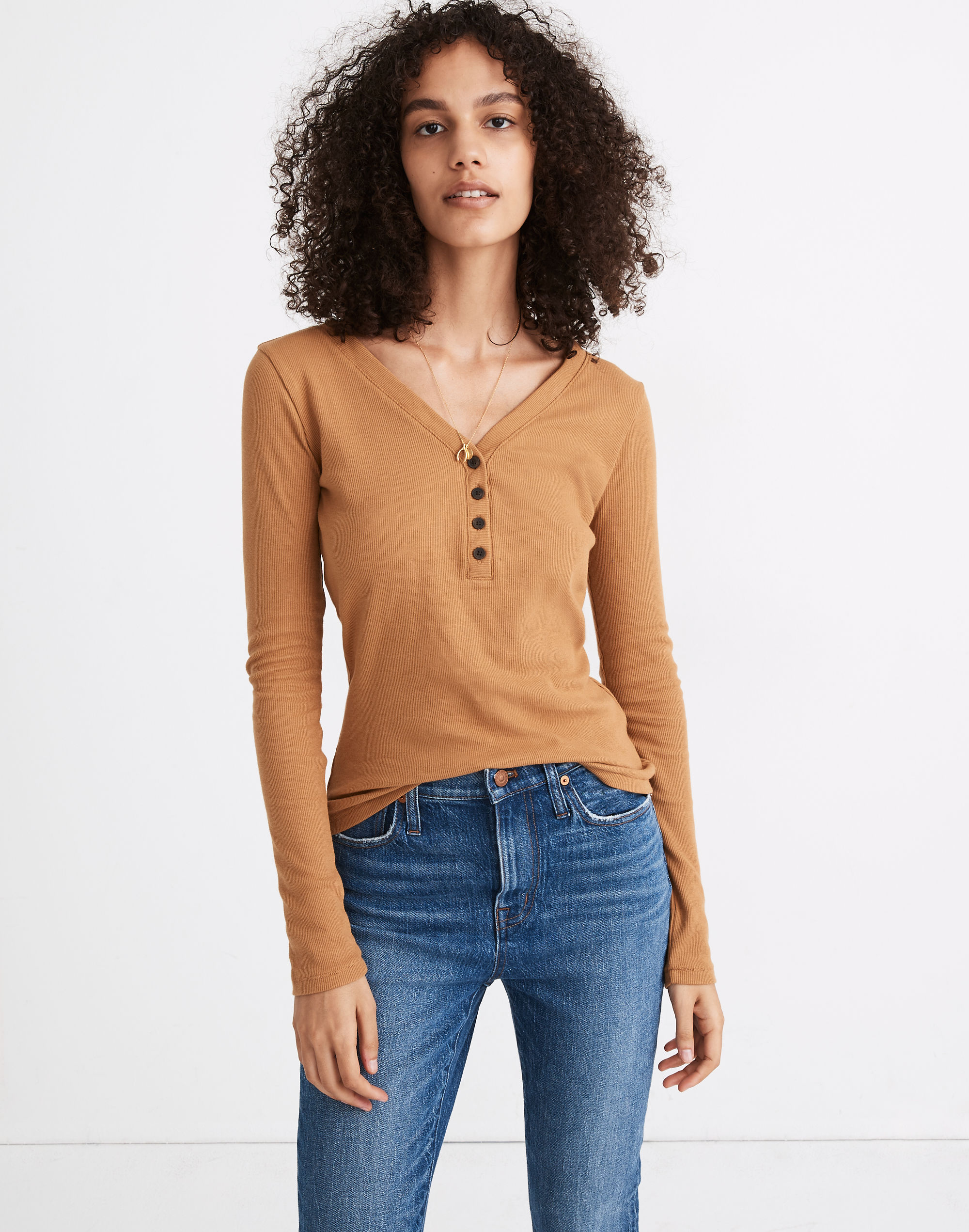 Fine Ribbed Henley Tee | Madewell