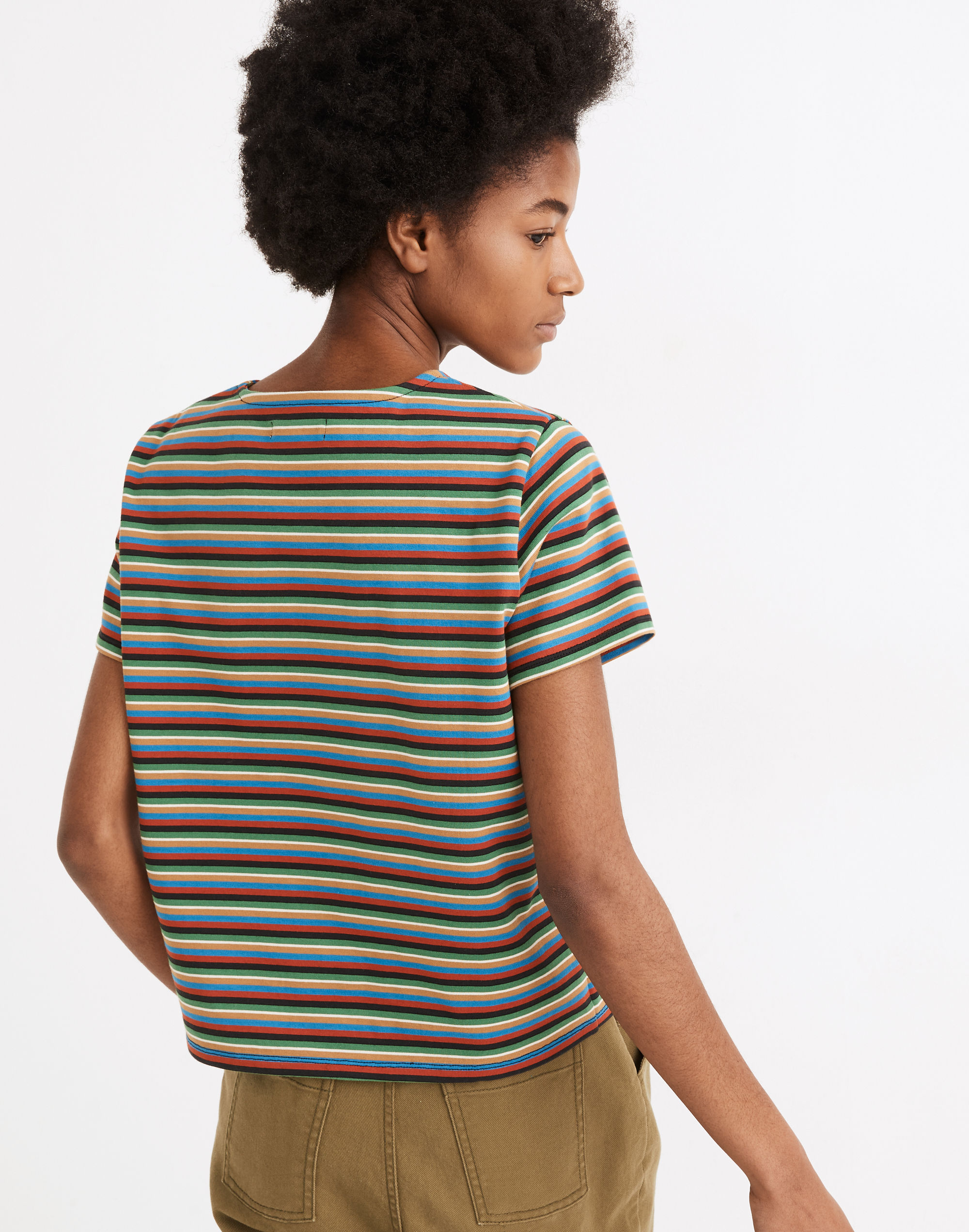 Luxe Boxy-Crop Tee in Mathis Stripe | Madewell