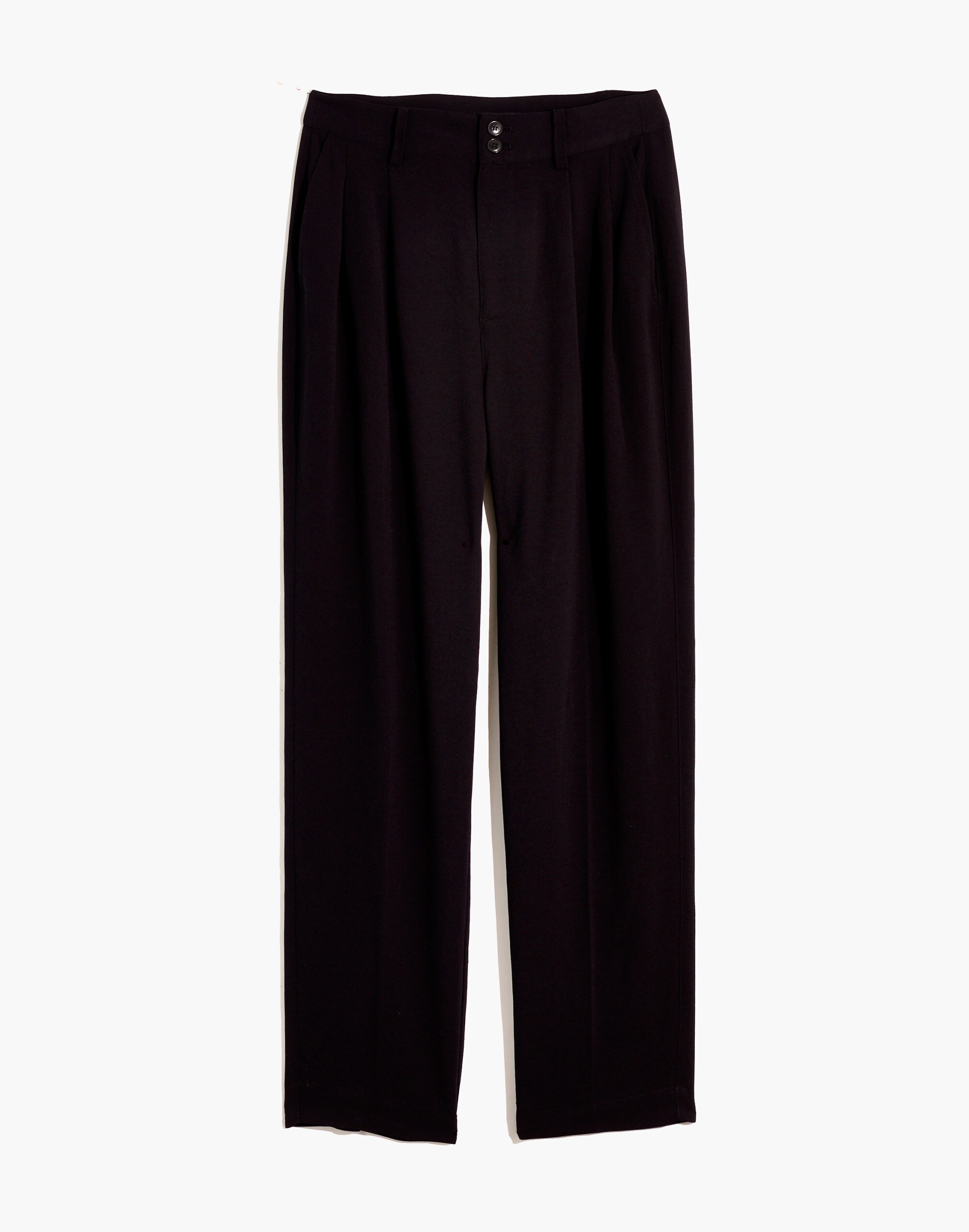 Drapey Pleated Taper Wide-Leg Pants