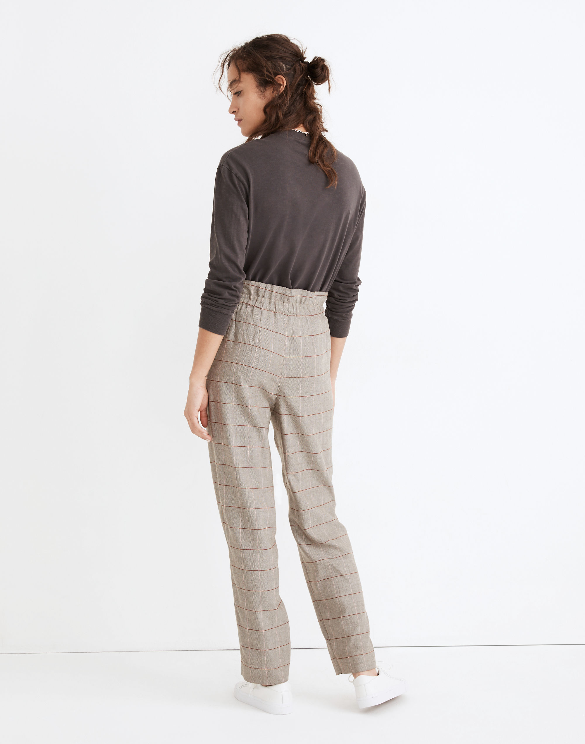 Paperbag Tapered Pants in Glen Plaid | Madewell